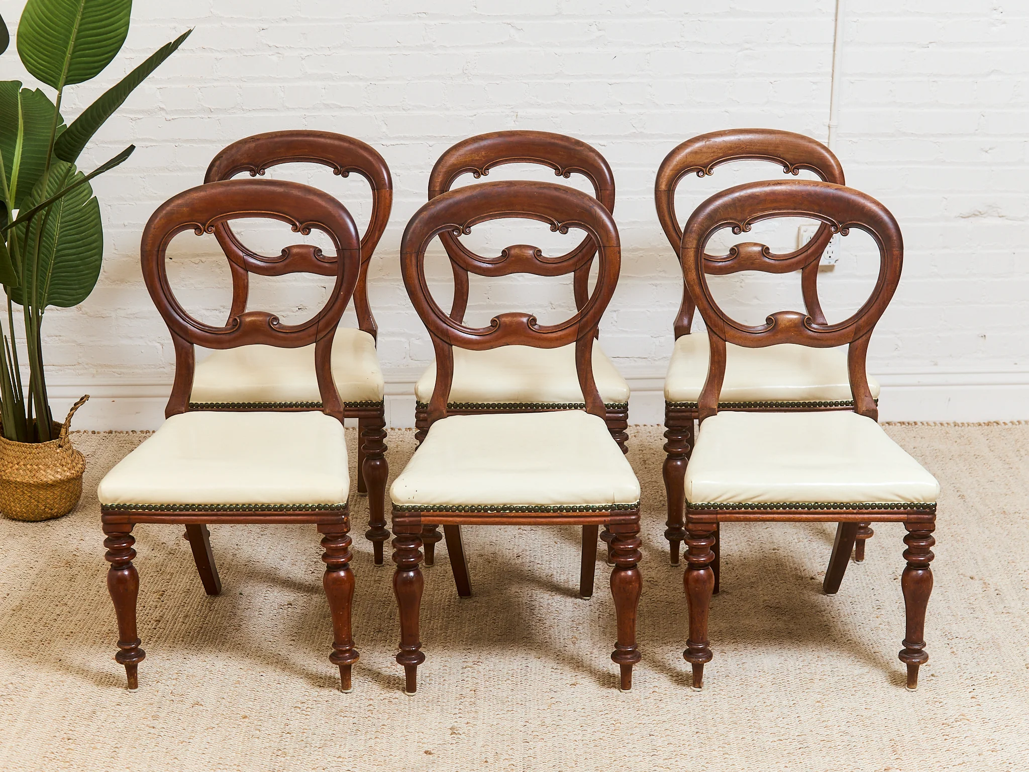 1940’s Carved Sweetheart Chairs Set of 6 - Image 20