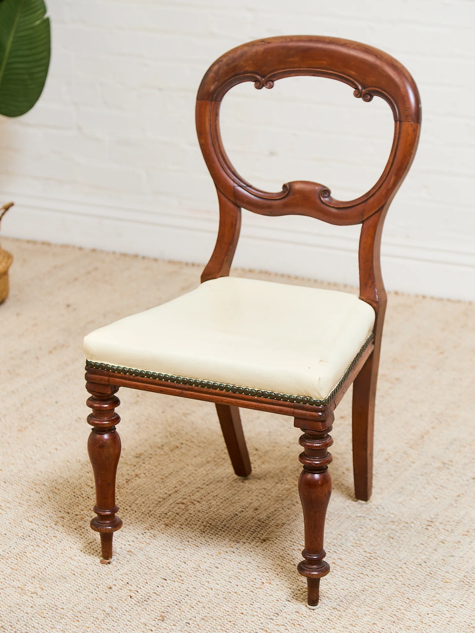 1940’s Carved Sweetheart Chairs Set of 6 - Image 3