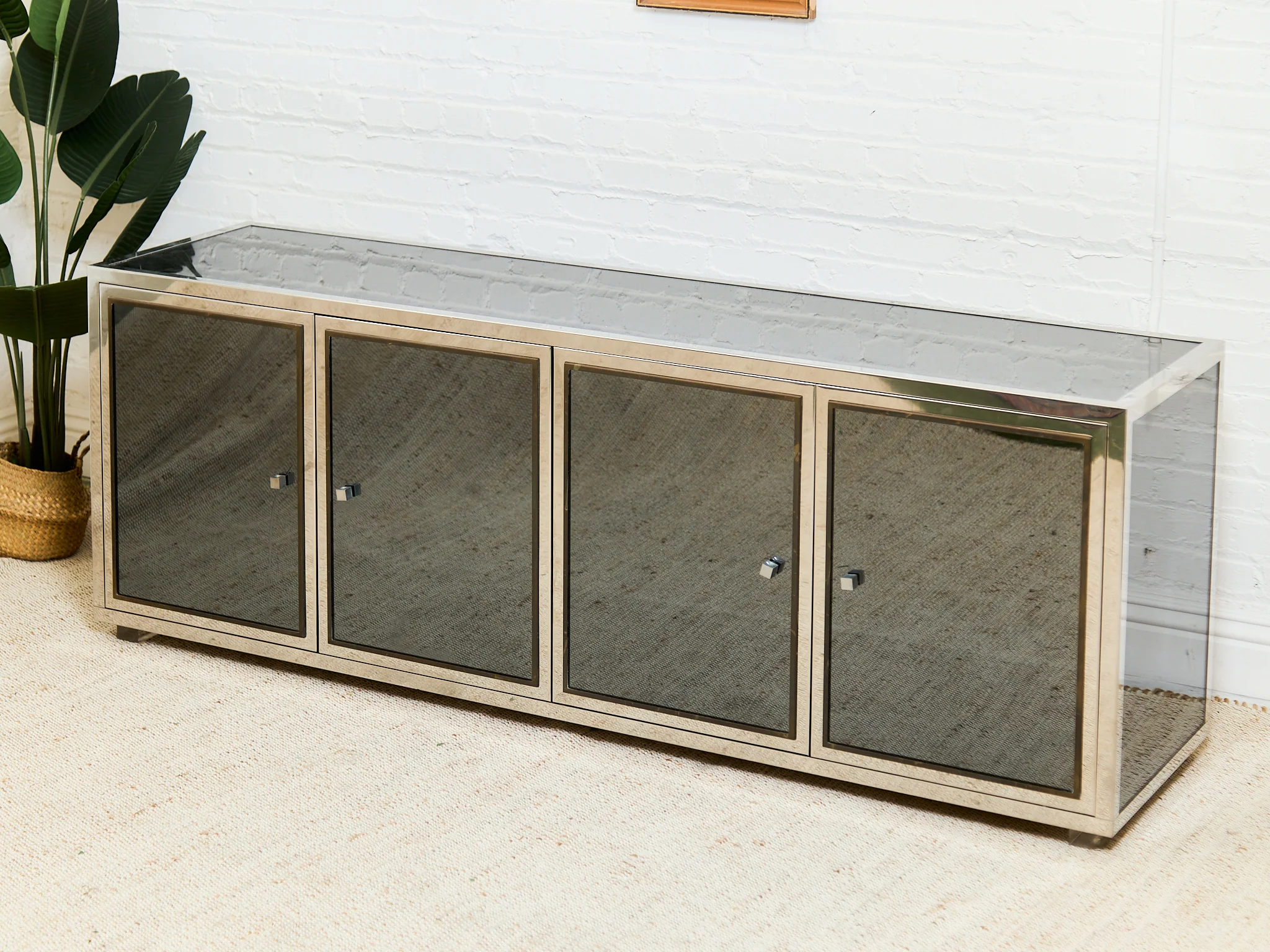 Angolo Metal Arte in Italy, 1960s Chrome and Mirror Glass Sideboard - Image 3