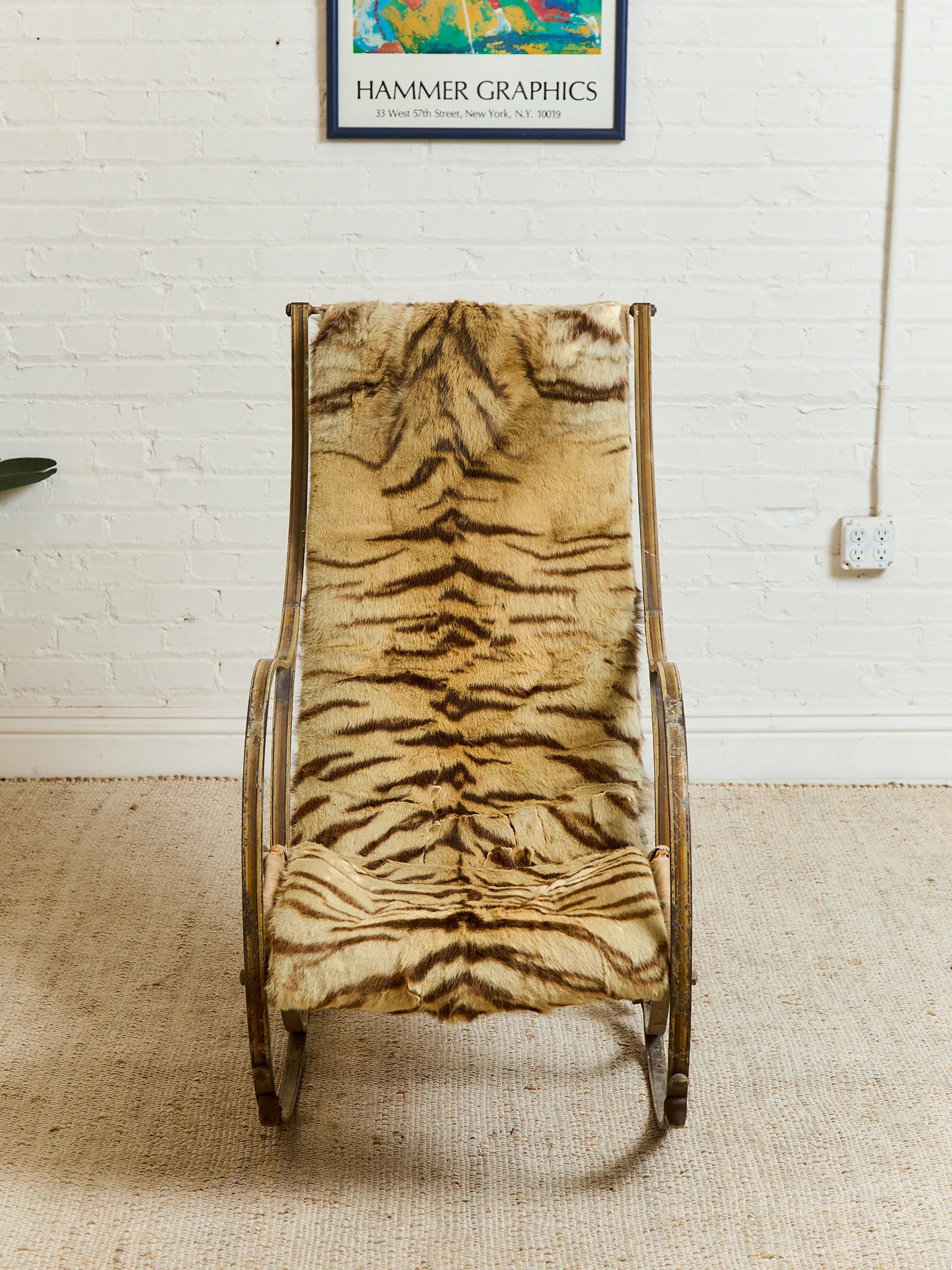 Antique 1800’s RW Winfield Tiger Fur Rocking Chair - Image 3