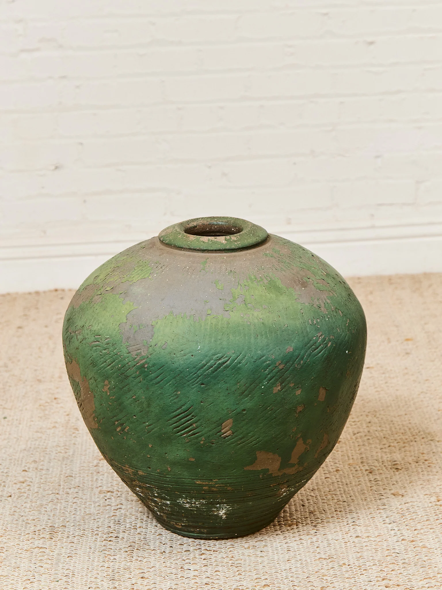 Antique Large Celadon Glazed Pottery Planter - Image 2