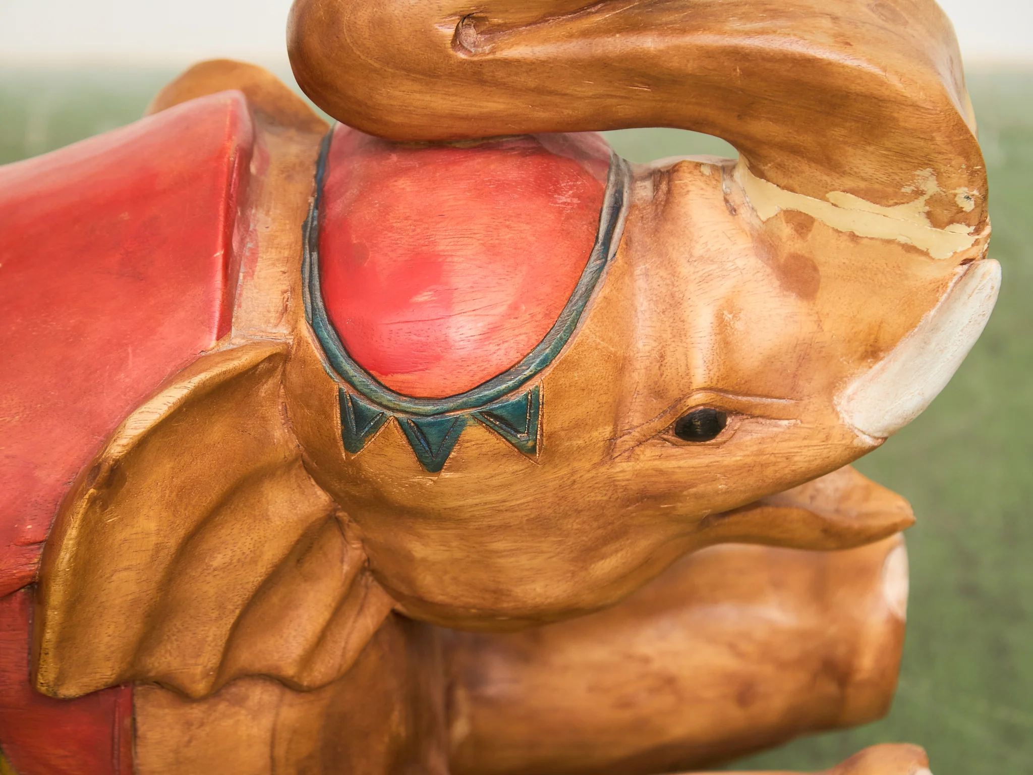 Asian Vintage Super Rare Hand-Carved Wooden Rocking Elephant - Image 8