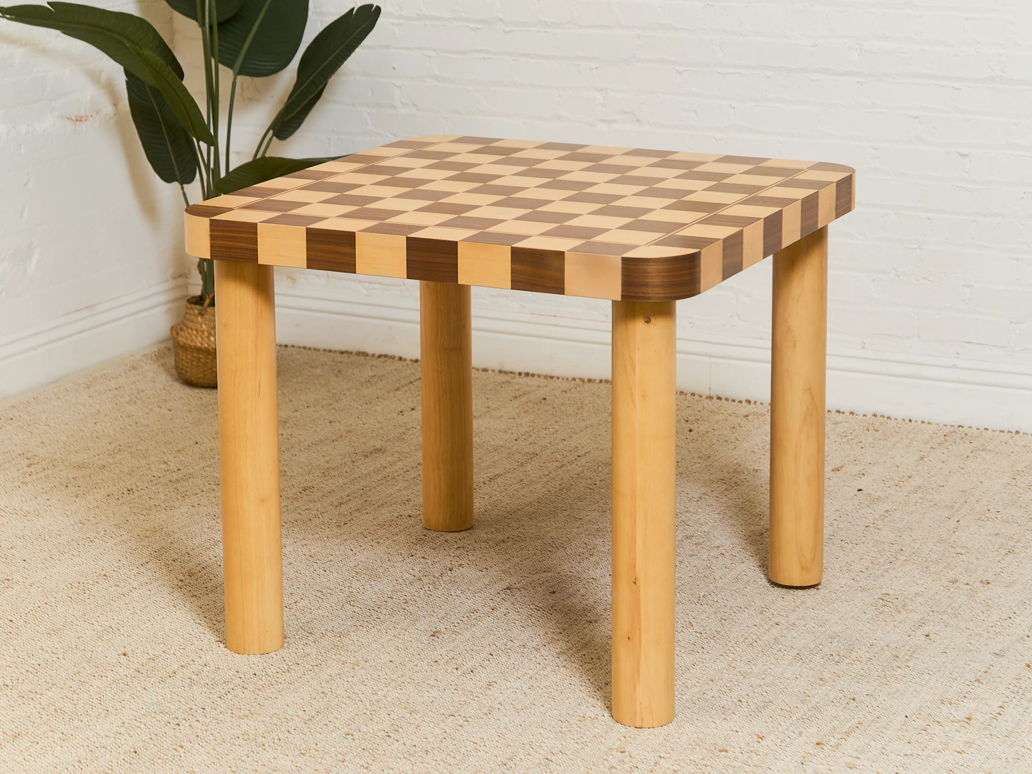 Checker, Blonde and Walnut Dining Table - Image 2