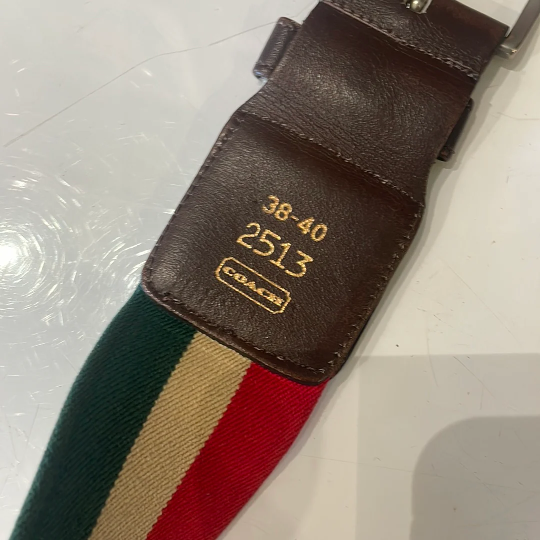 Vintage Stretchy Striped Coach Belt - Image 2