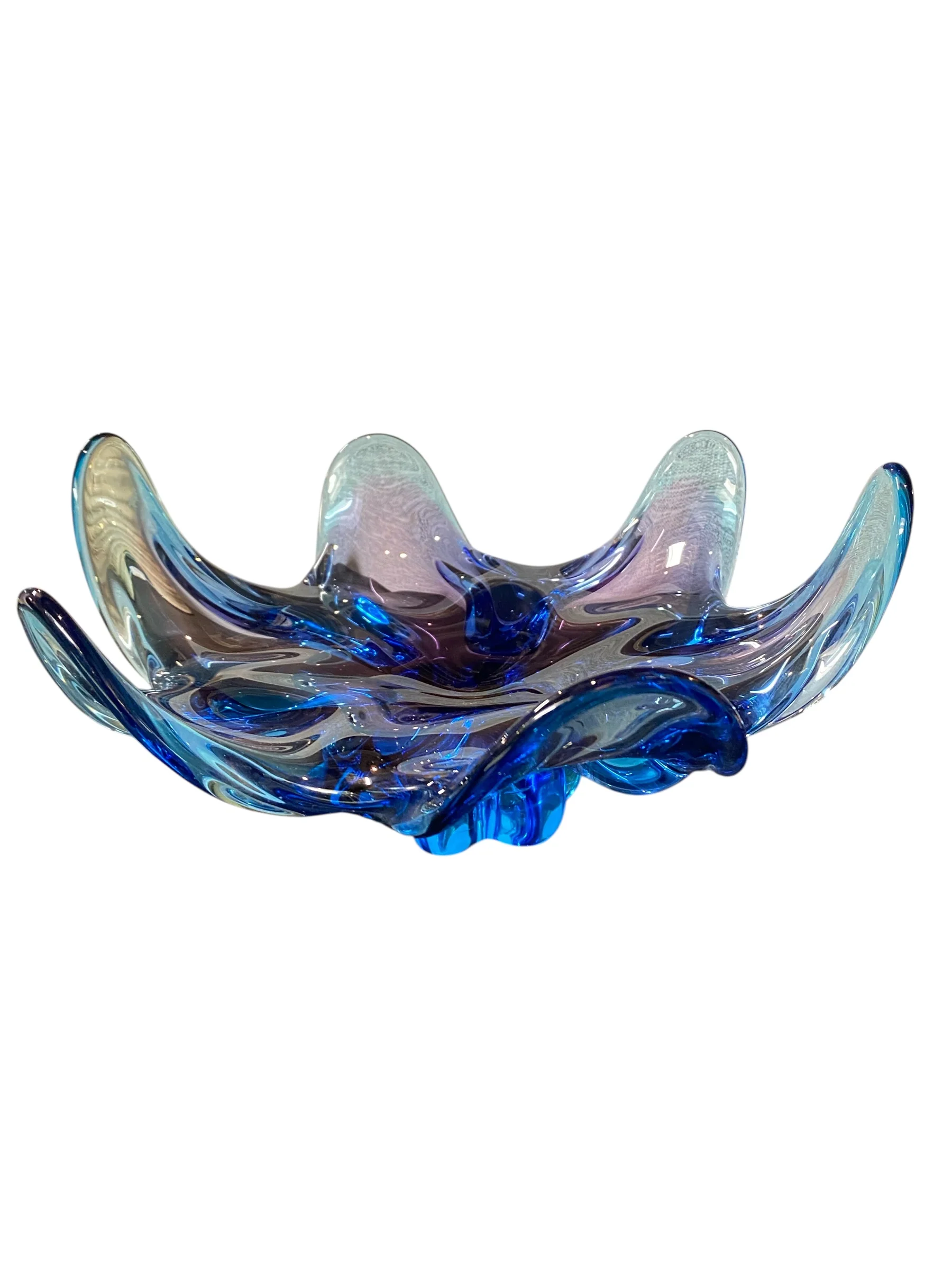 Cristallo Venezia Murano Purple & Blue Sommerso Glass Bowl
