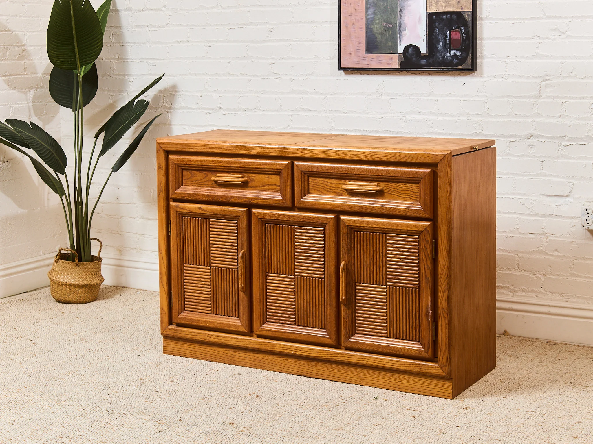Elmwood and Oak Bar Cabinet - Image 5