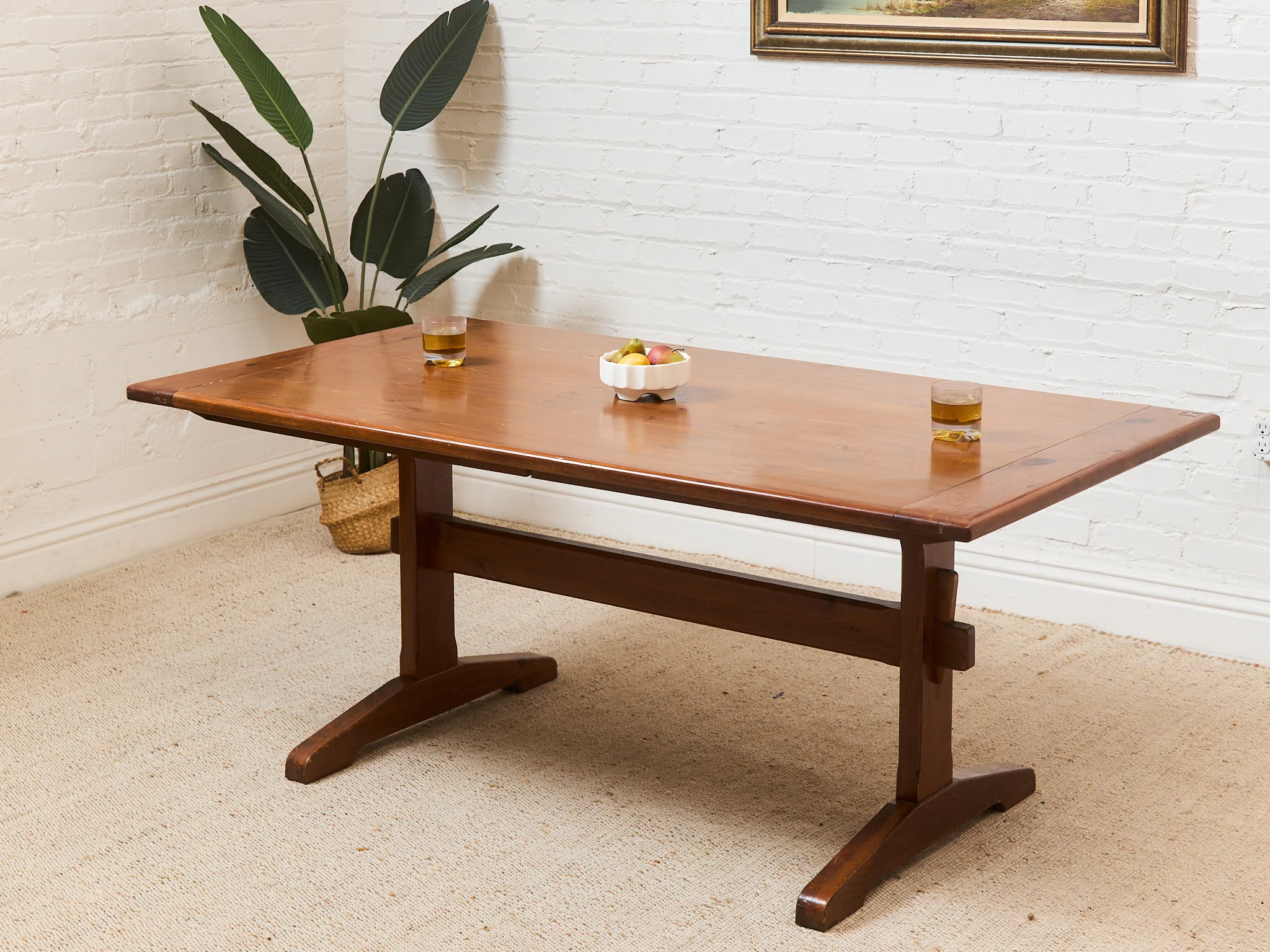 Ethan Allen Solid Wood Trestle Dining Table