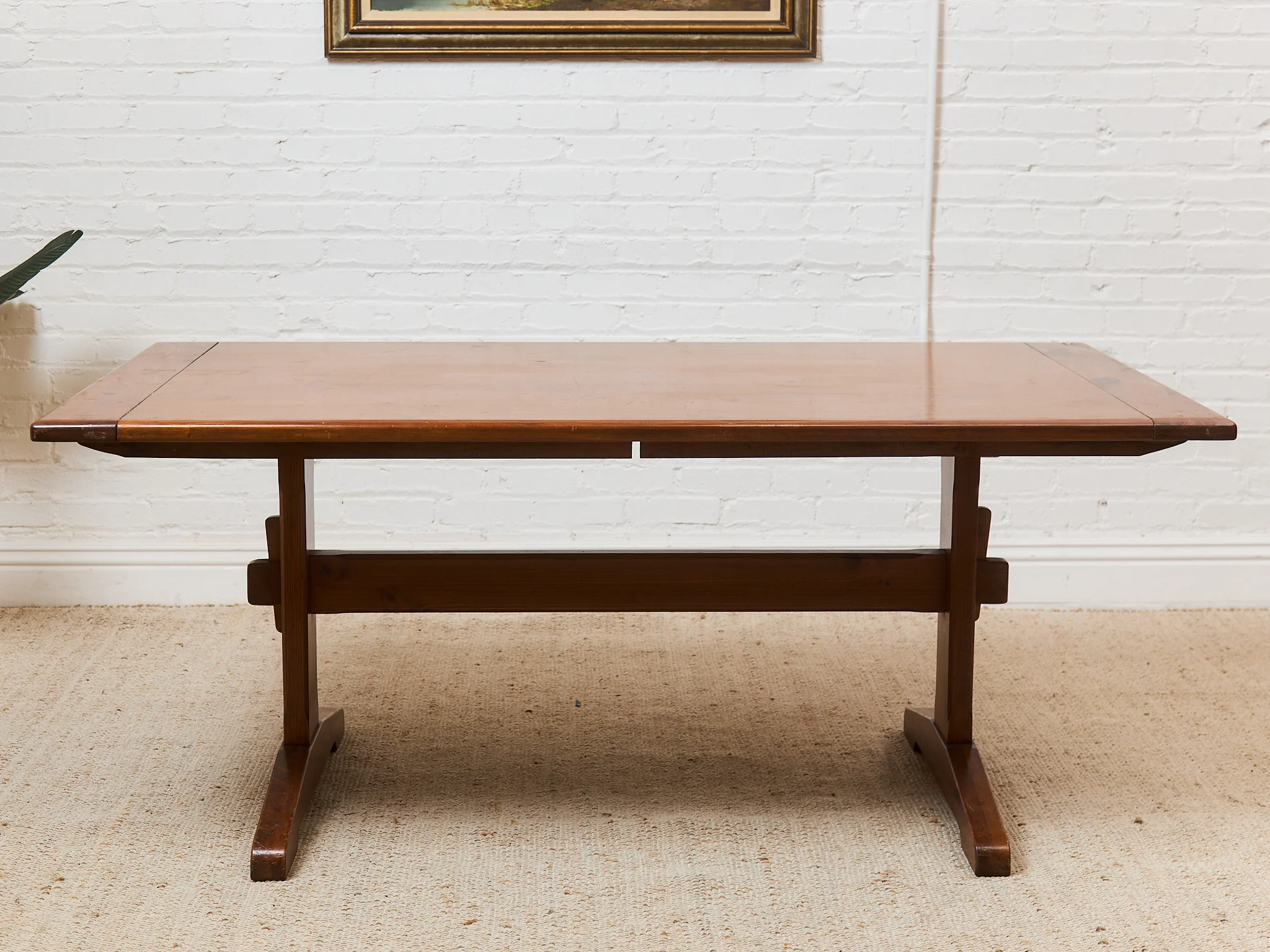 Ethan Allen Solid Wood Trestle Dining Table - Image 3