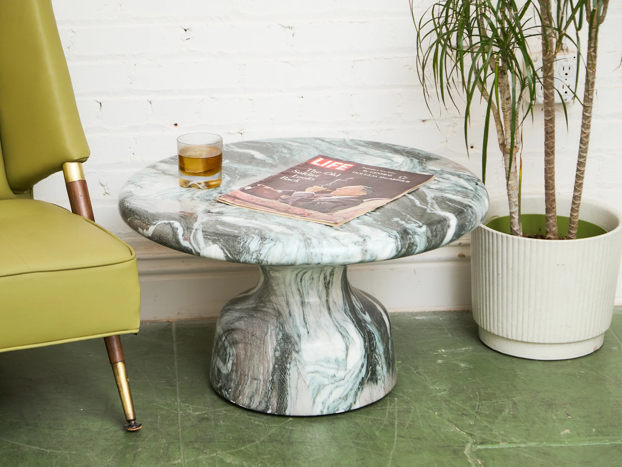 Faux Marble Smooth Modernist Coffee Table - Image 3