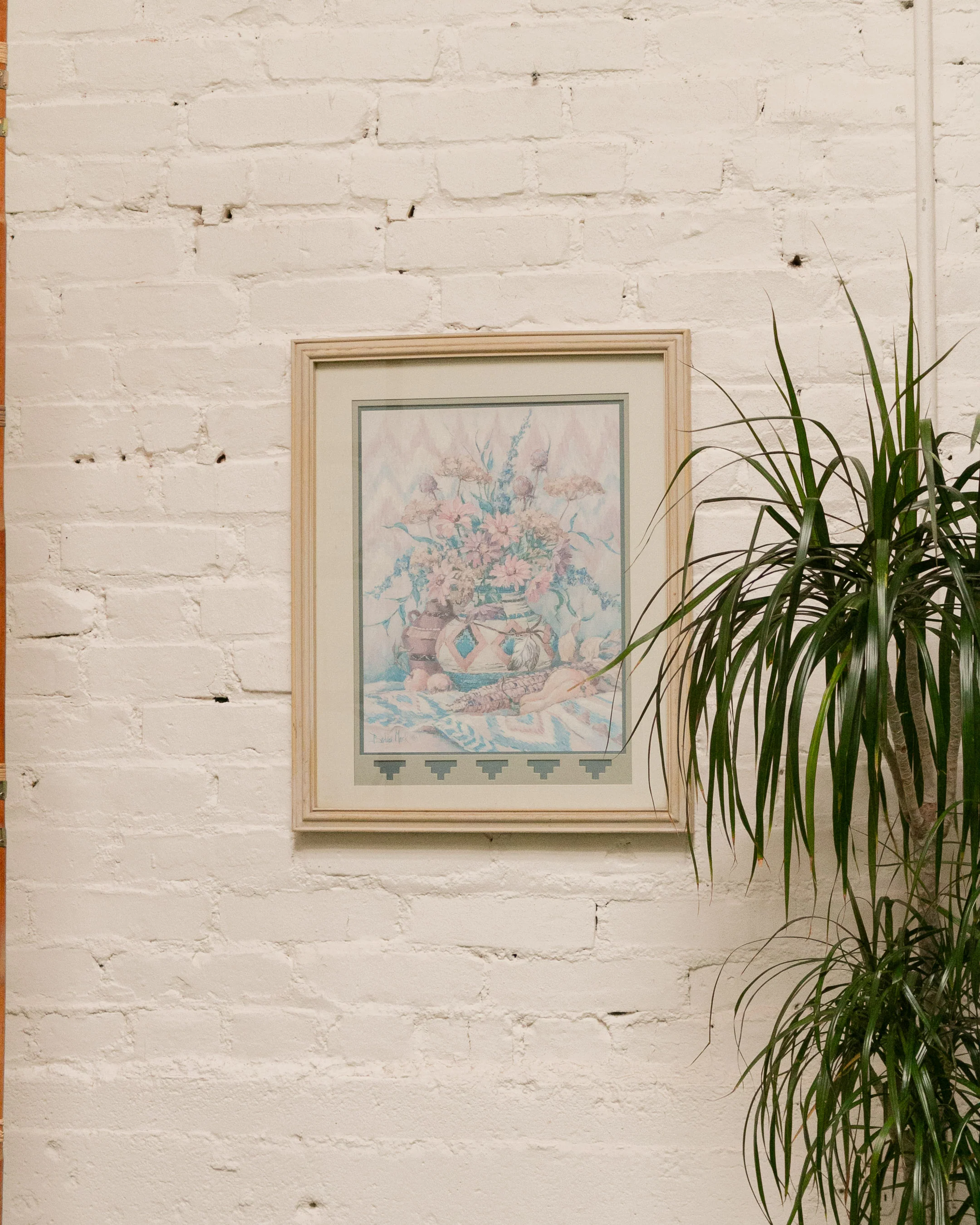 Framed Flower Vase Print Signed - Image 2