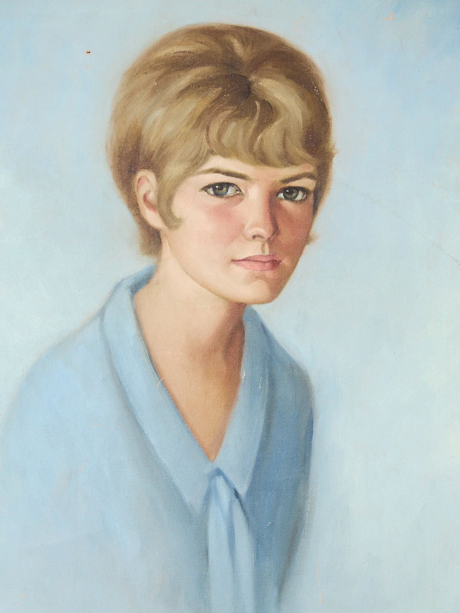 French Vintage Oil Painting Portrait - Image 2