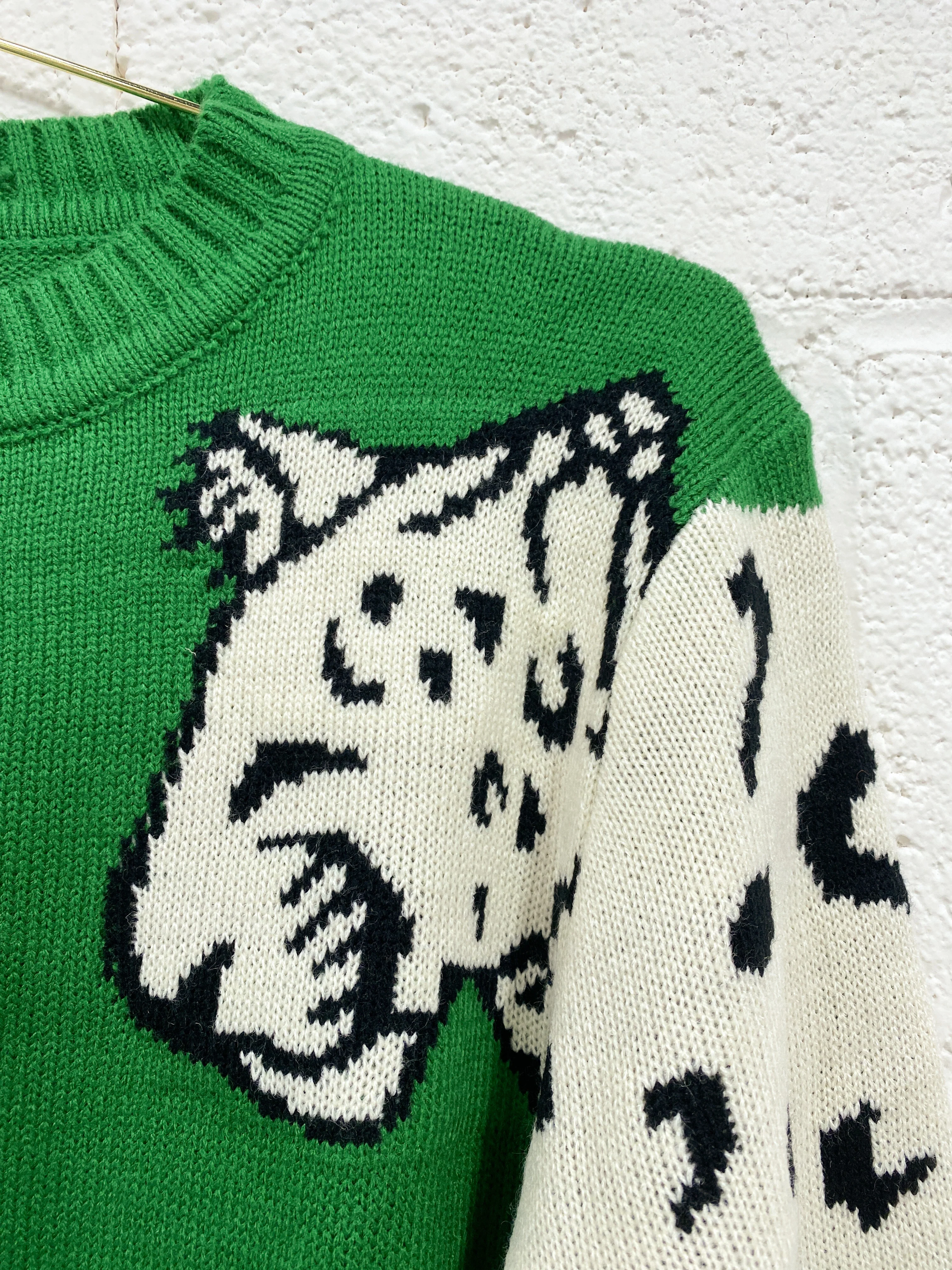 Green Leopard Pullover Sweater - Image 3