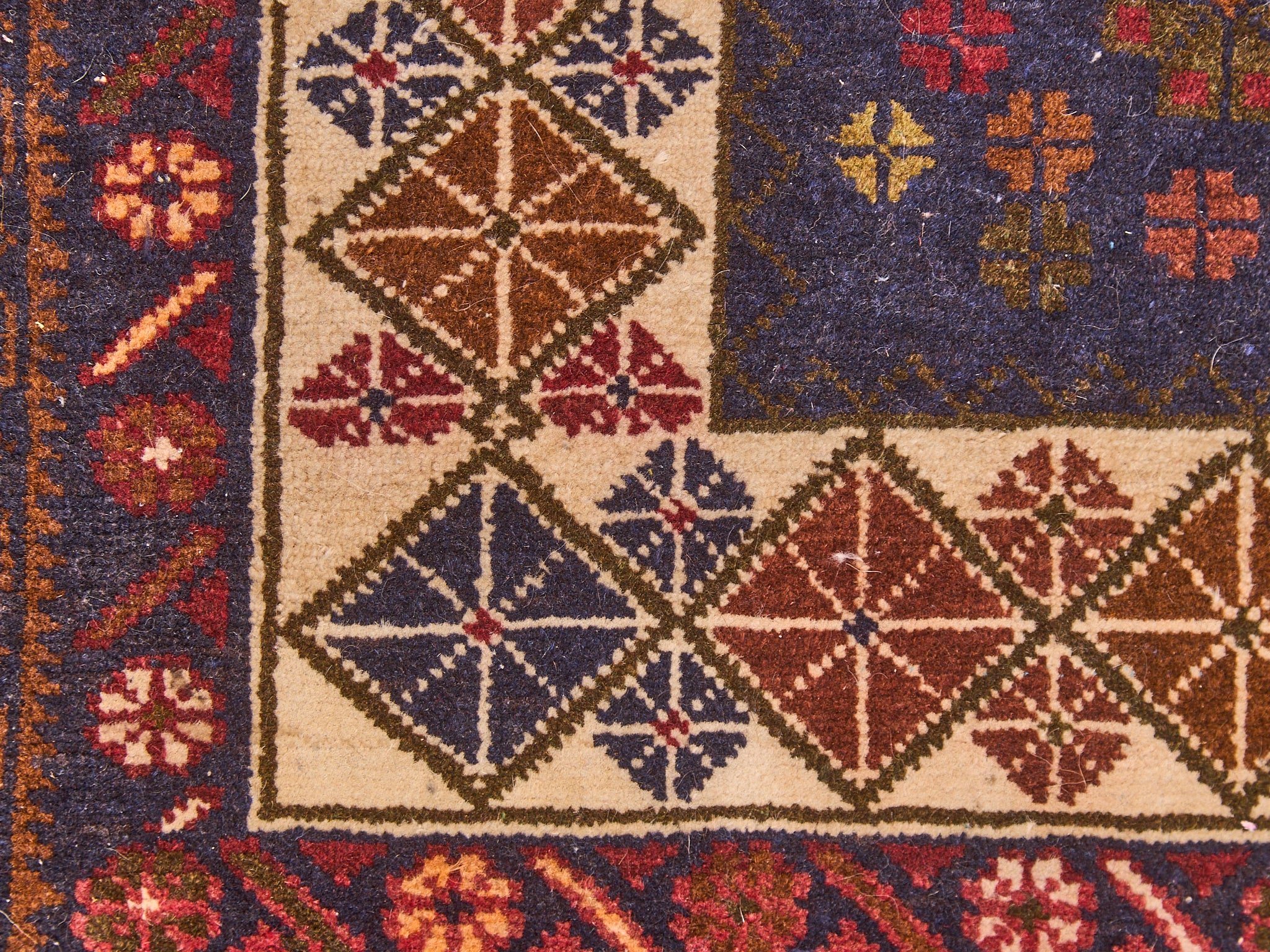 Hand-Knotted Tribal Baluchi Blue Vintage Area Rug Made of Wool - Image 11