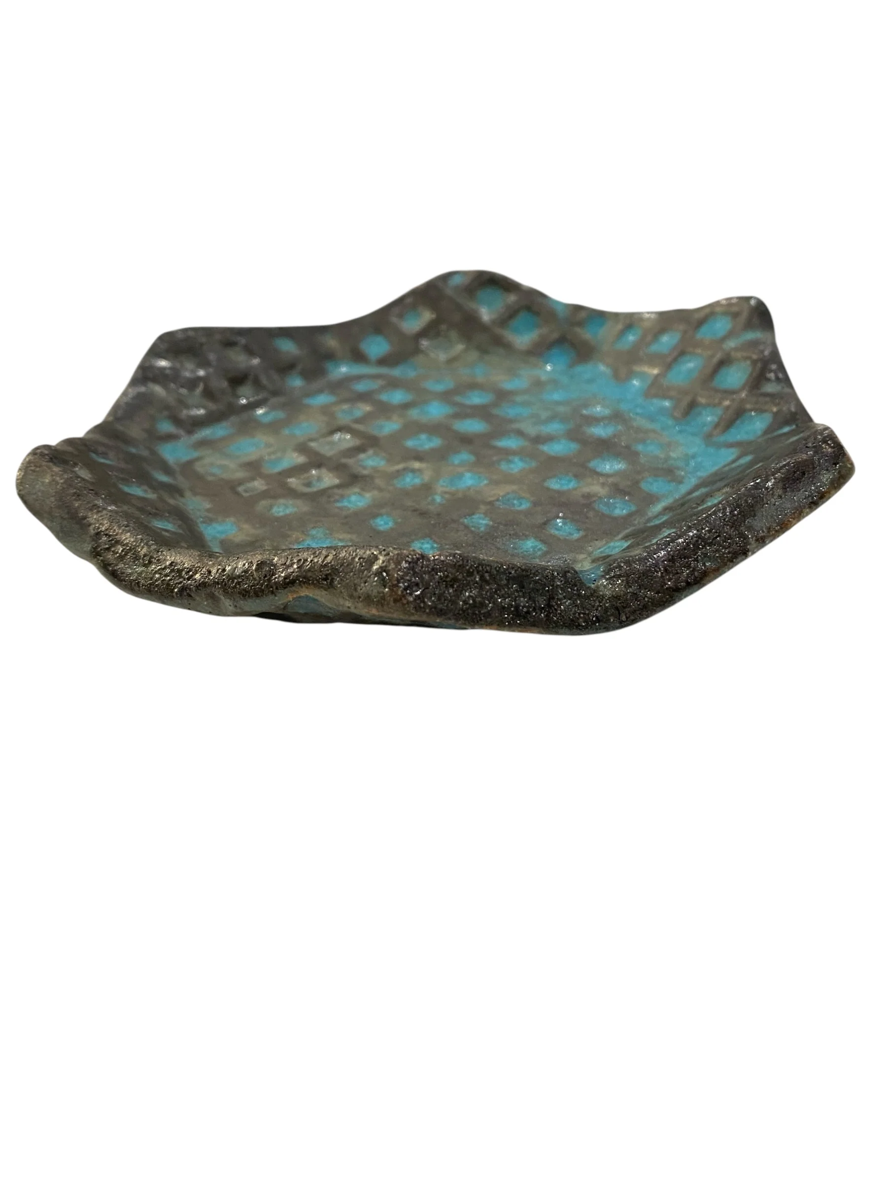 Hexagonal Turquoise Blue Textured Catchall - Image 2