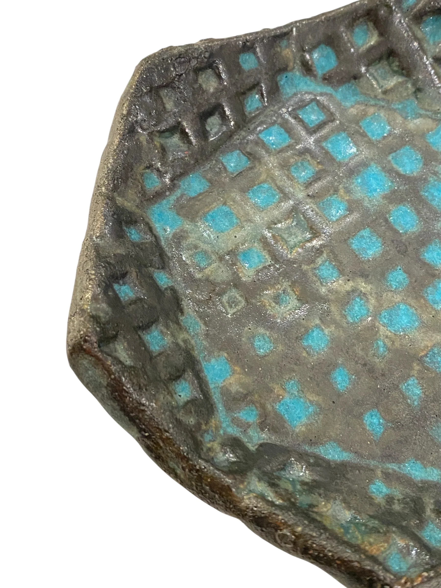 Hexagonal Turquoise Blue Textured Catchall - Image 4