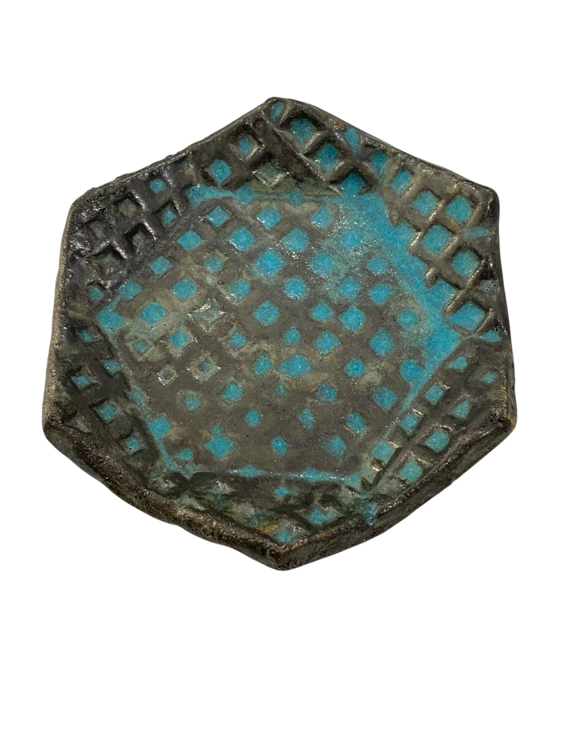 Hexagonal Turquoise Blue Textured Catchall - Image 5