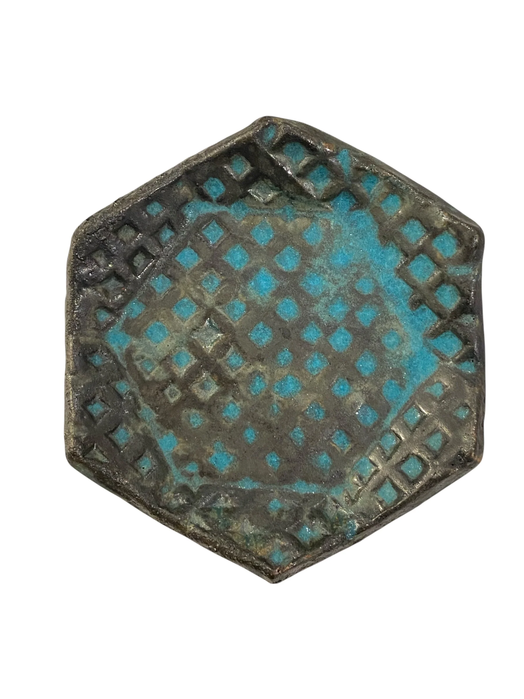 Hexagonal Turquoise Blue Textured Catchall - Image 6