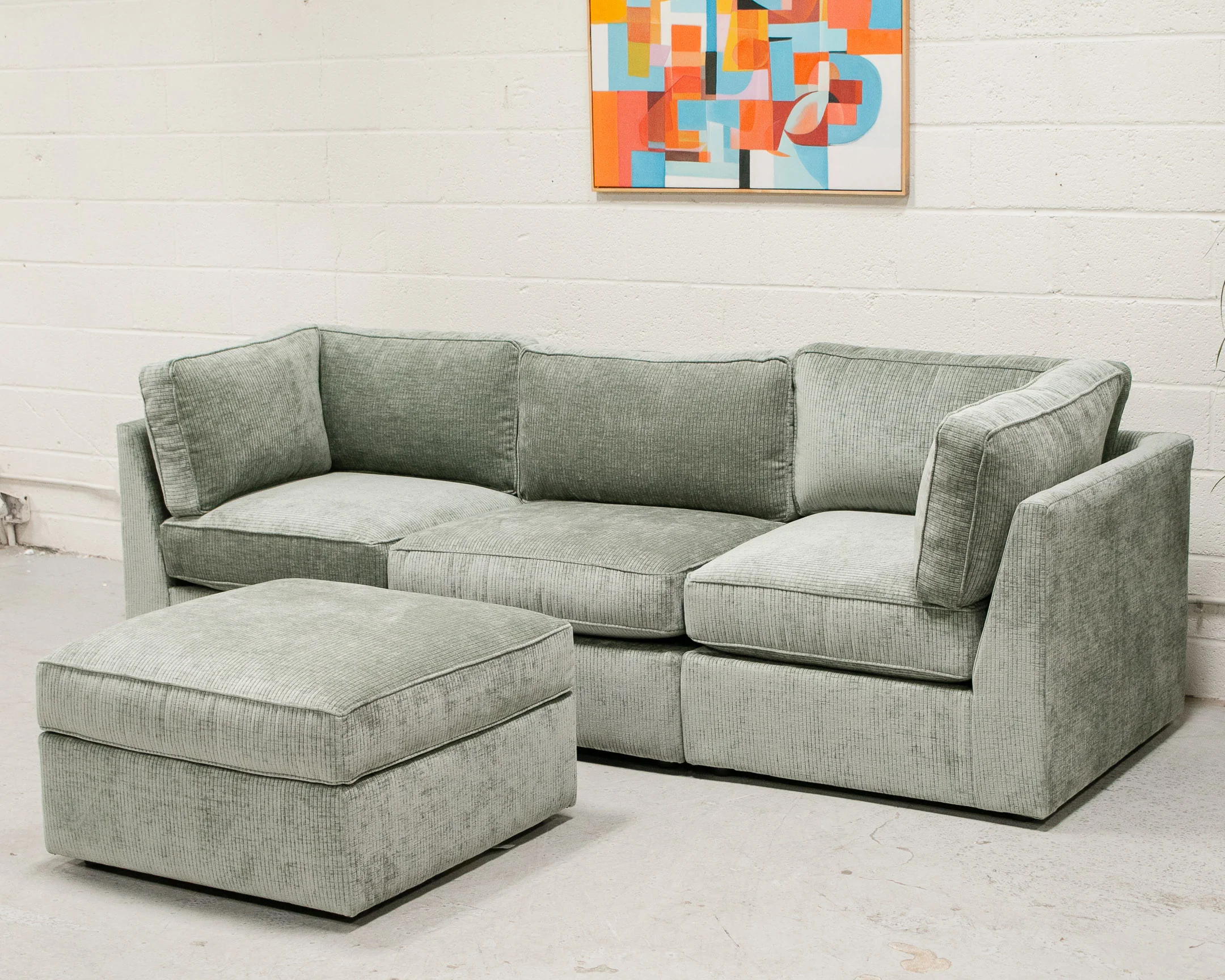 Diana Modular Sofa in Belmont Jade 4 Piece - Image 4
