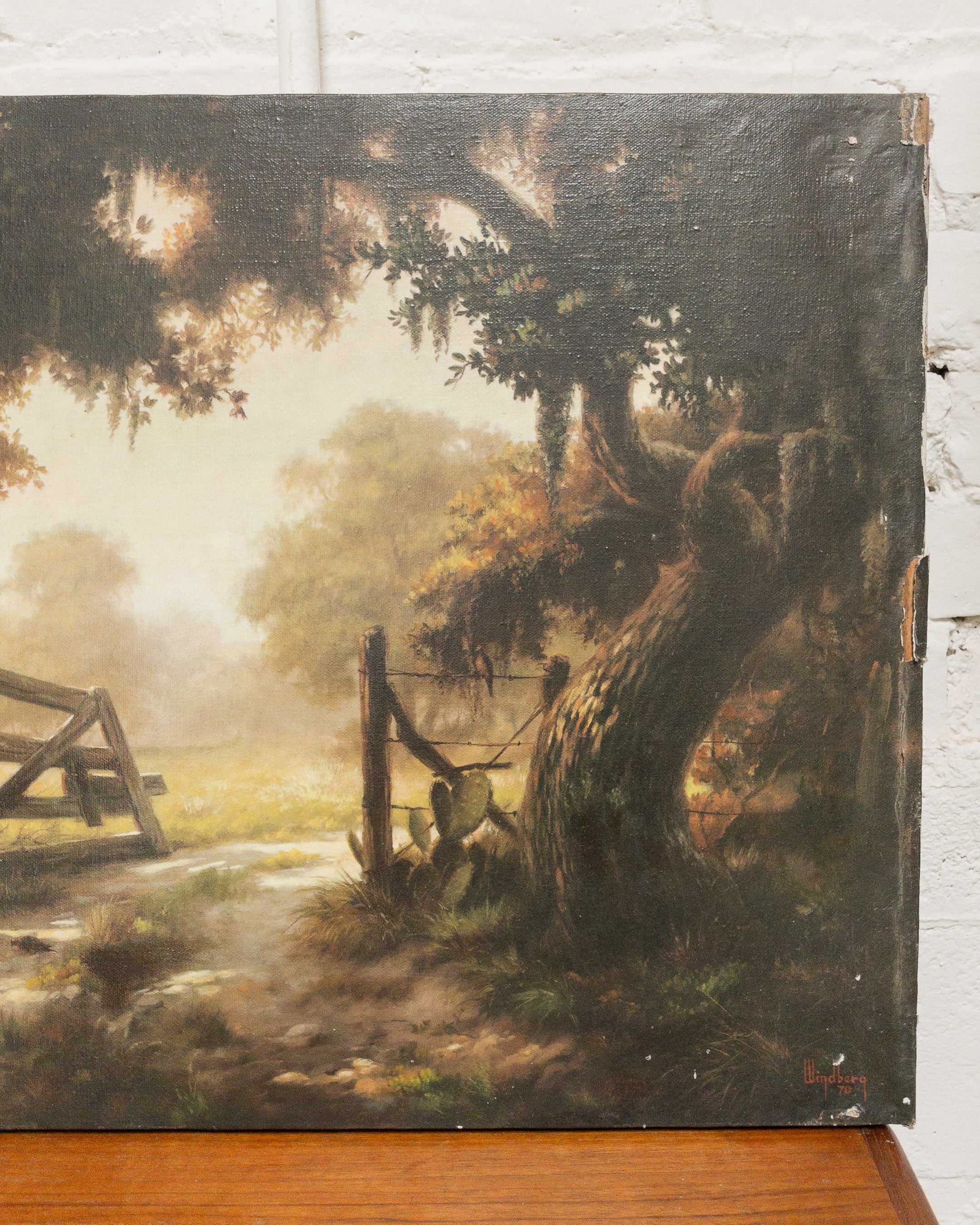 LANDSCAPE RECREATION OIL ON CANVAS painting BY MARIE MCBRIDE AFTER WINDBERG unframed - Image 10