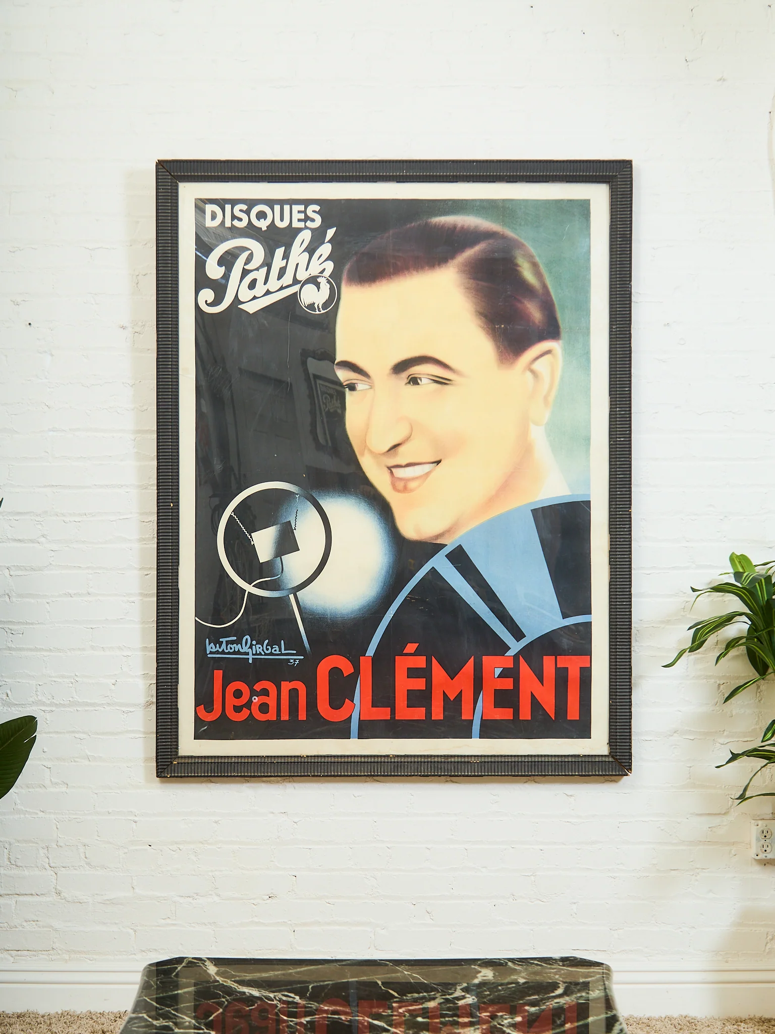 Large Original French Vintage Poster Jean Clement Disques Pathe - Image 3