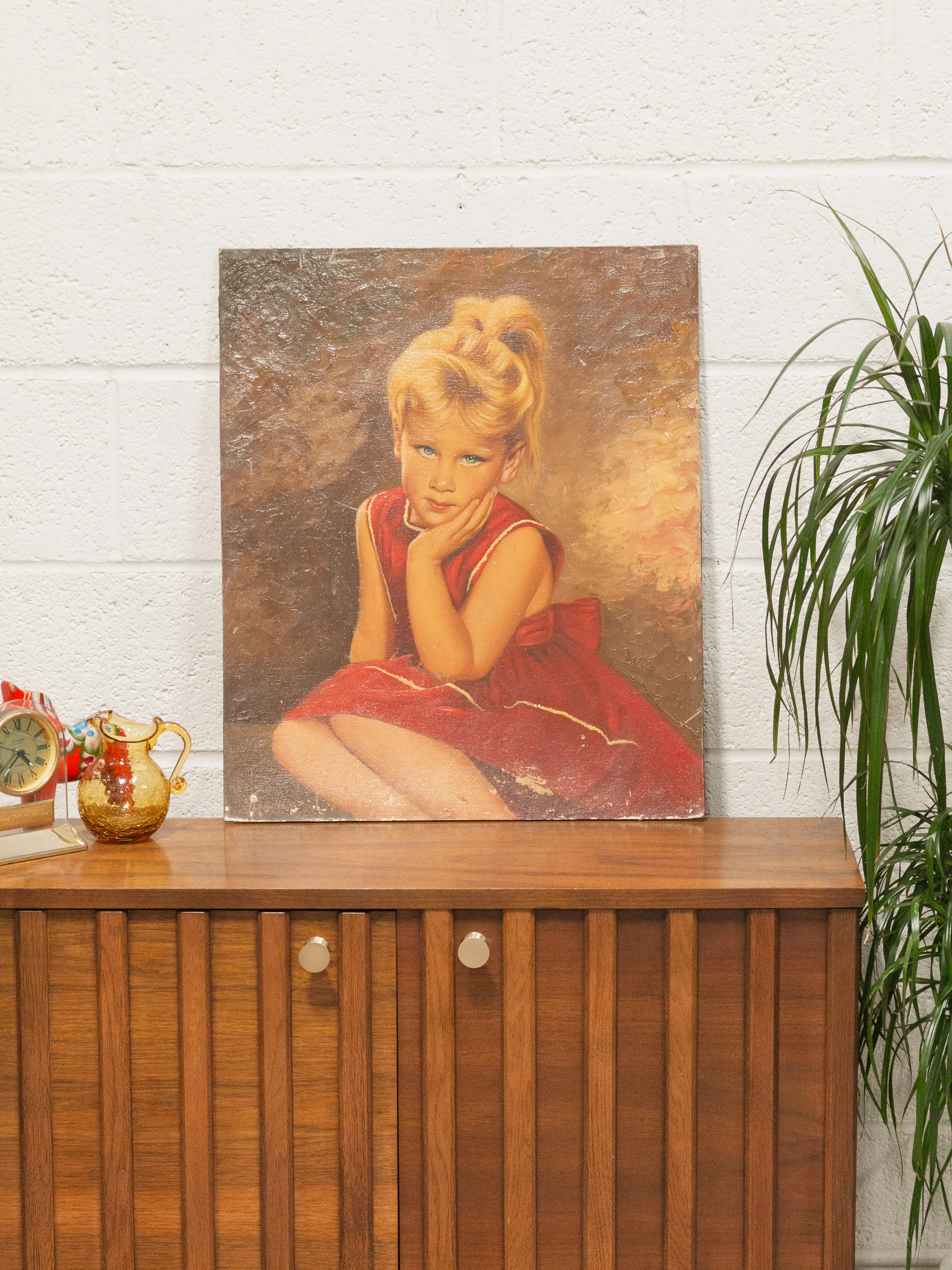 Little Girl in Red Dress Oil Painting - Image 10