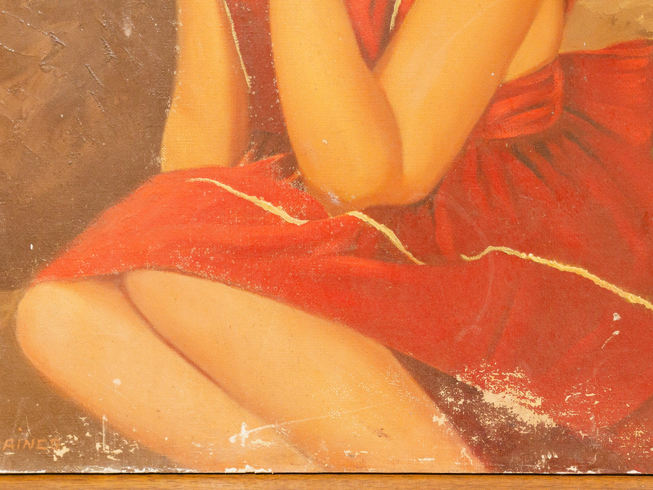 Little Girl in Red Dress Oil Painting - Image 8