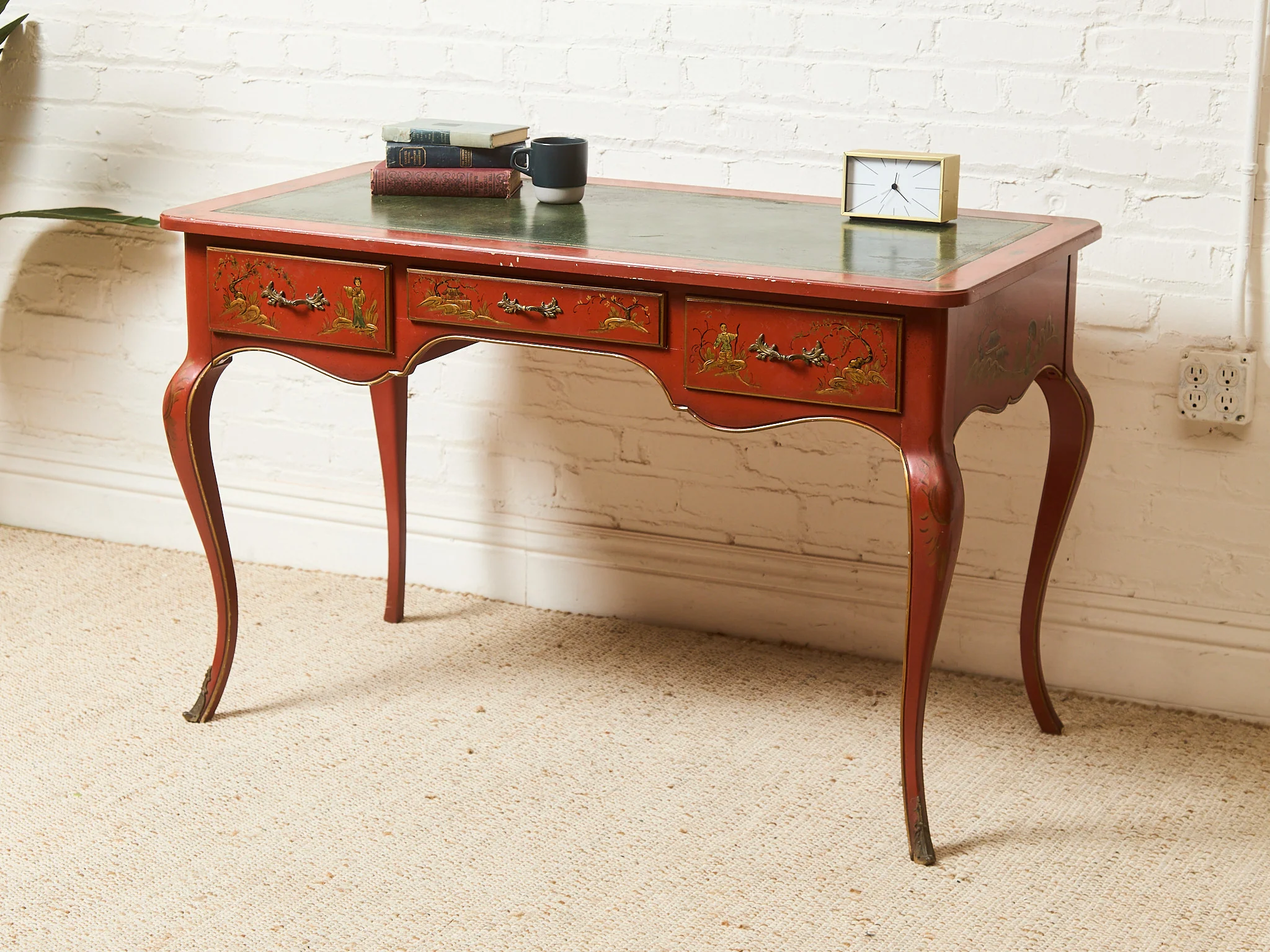 Louis XV Style Chinoiserie Writing Desk by Baker with Matching Chair - Image 3