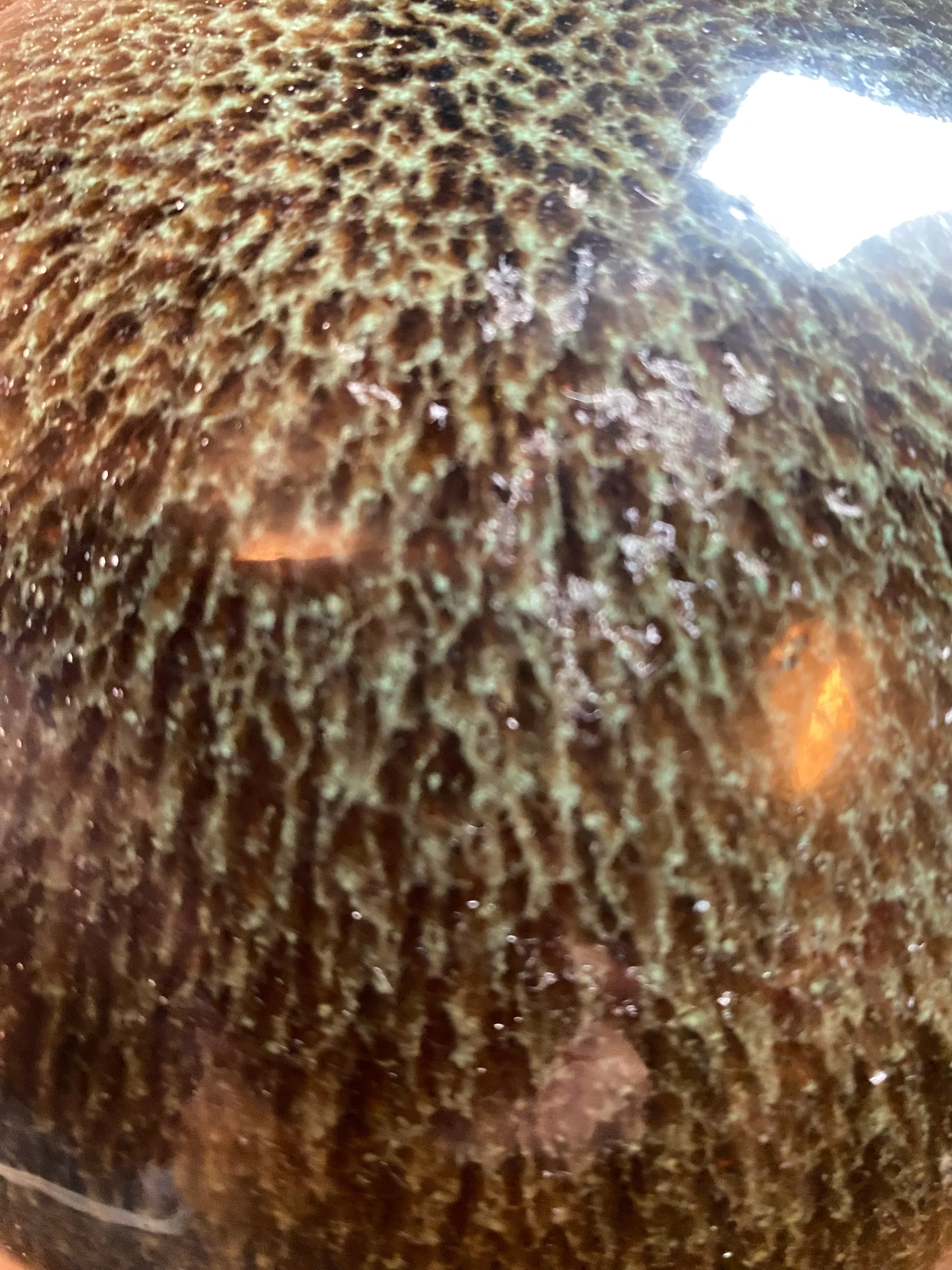 Mossy Green Glaze Spherical Studio Pottery - Image 2