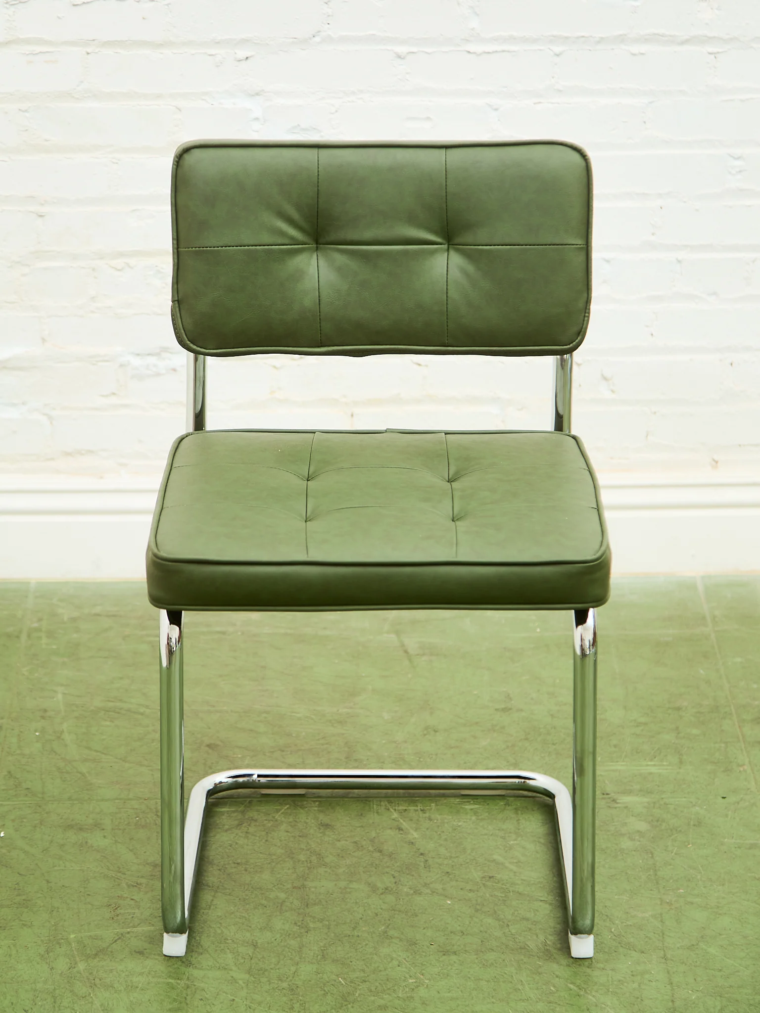 Olive Green Chrome Dining Chair - Image 7