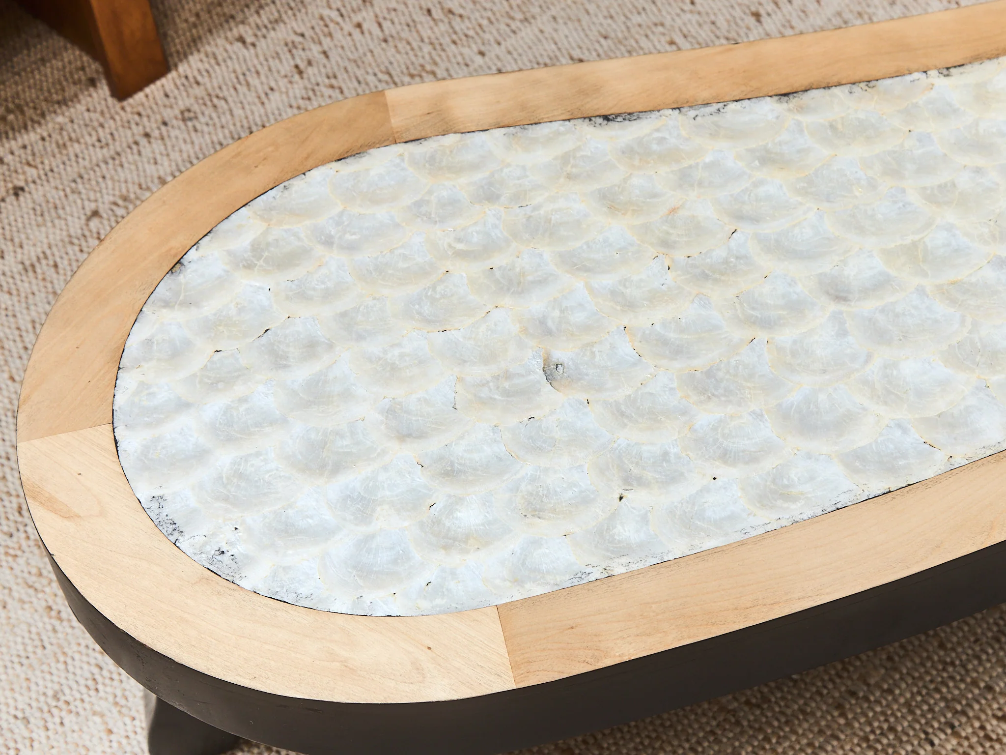 Organic Modern Sculptural Coffee Table Curved Wood Mother of Pearl Design - Image 13