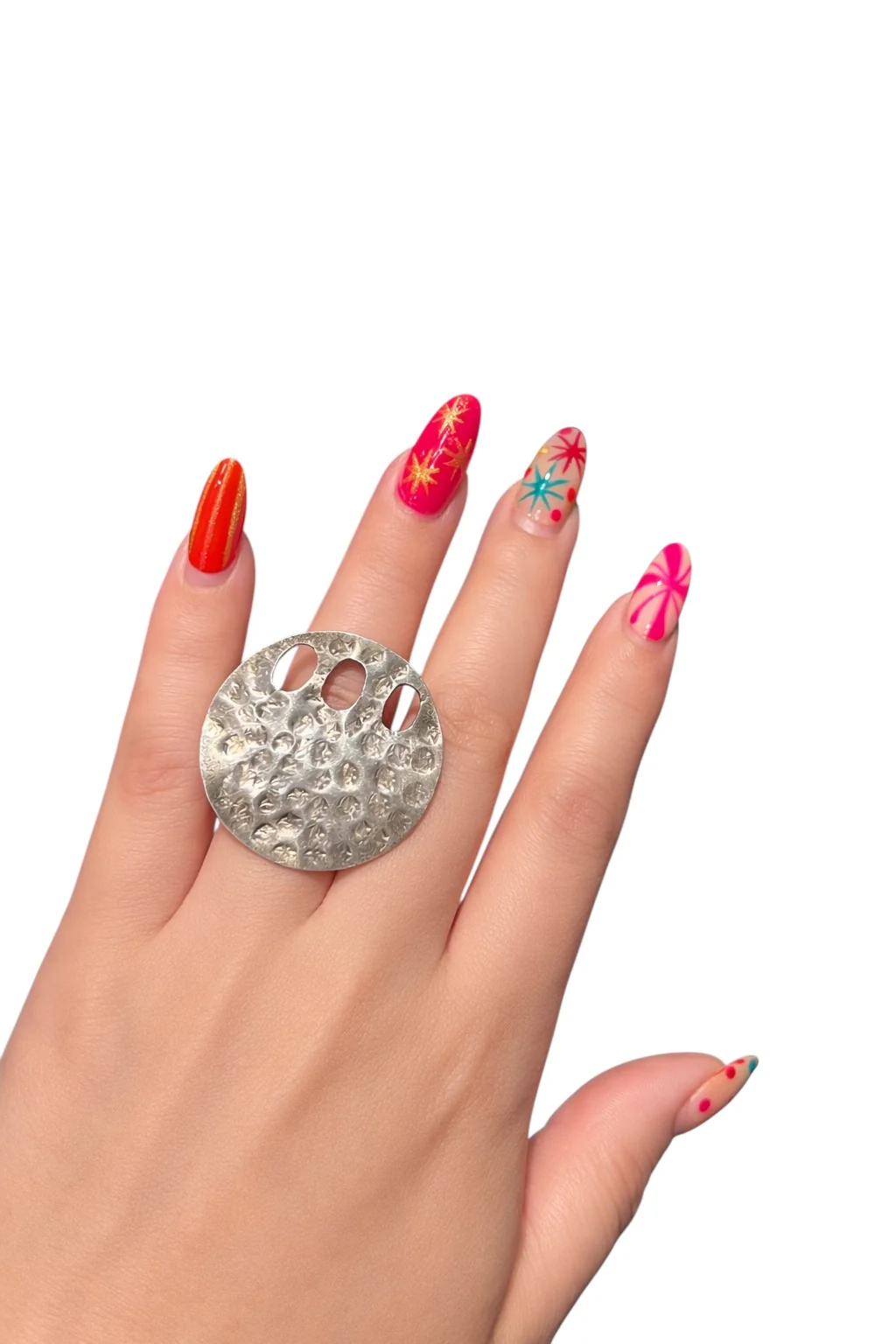 Oversized Round Modernist .925 Ring - Image 2