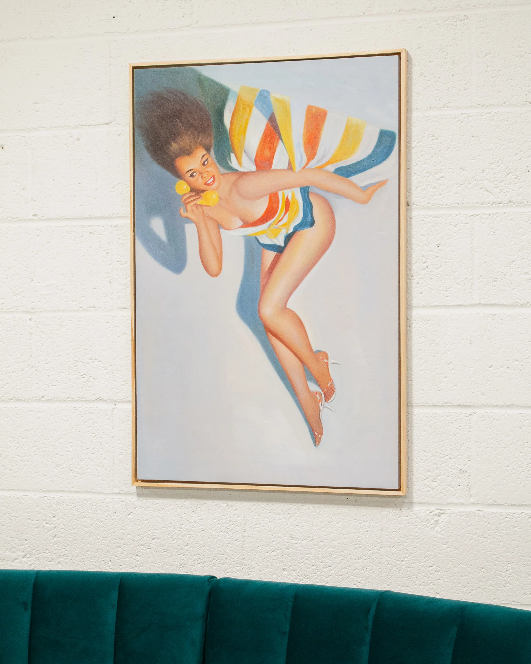 Pinup Oil Painting on The phone Gal - Image 3