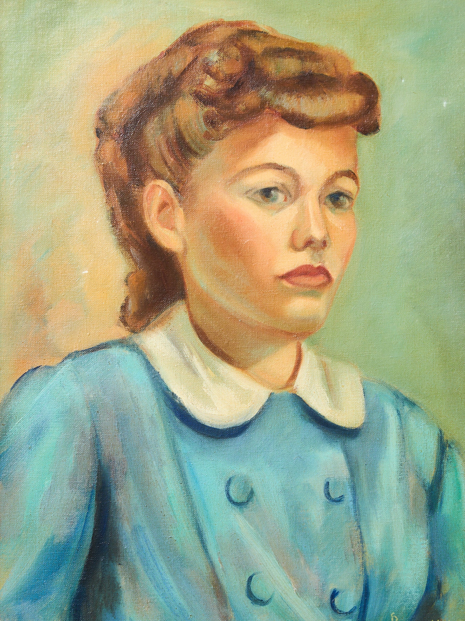 Portrait of a woman in Blue mid Century - Image 2