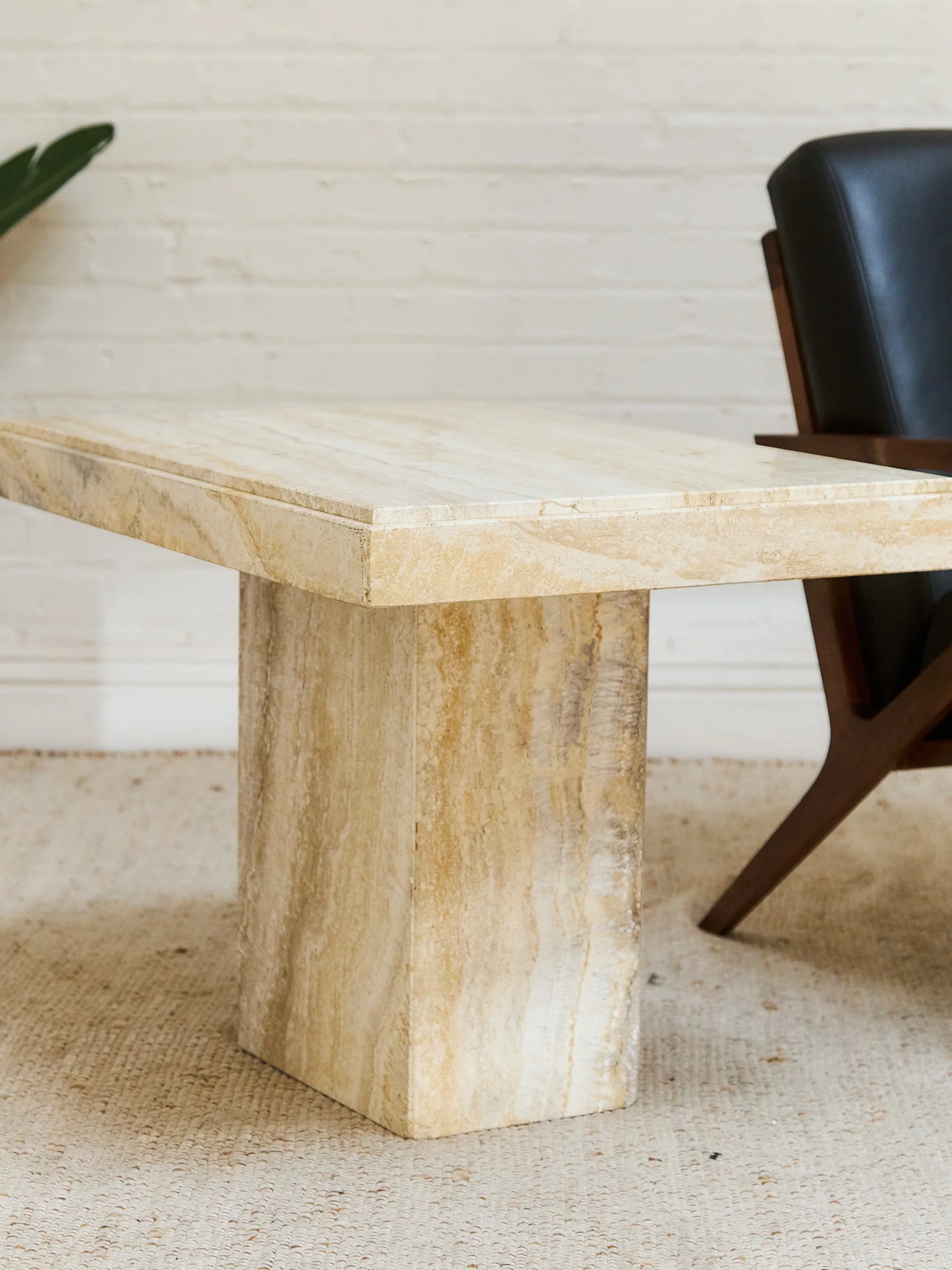 Post Modern Travertine Side Table - Image 3