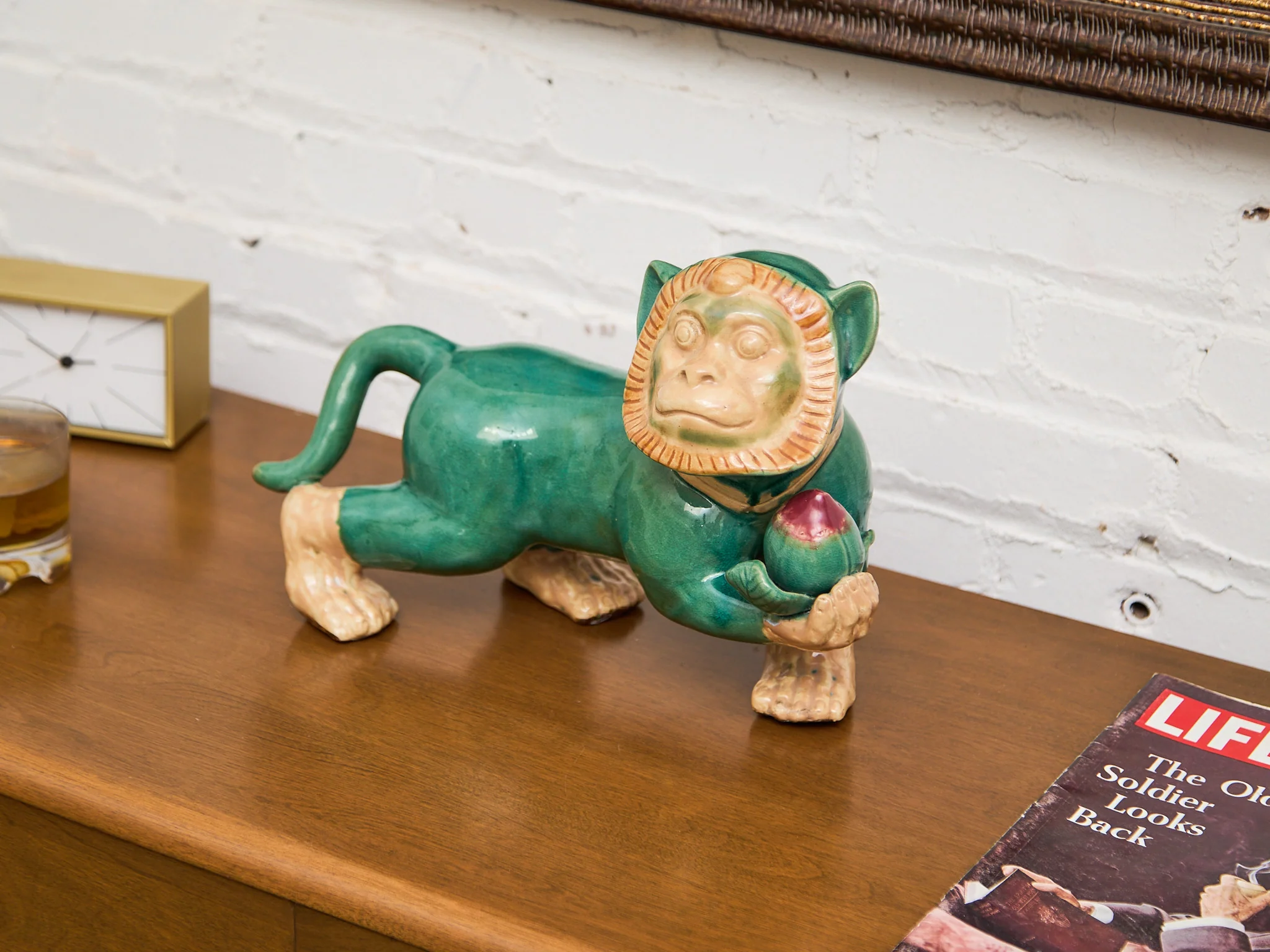 Rare Majolica Monkey Chinese Porcelain Figurine - Image 2
