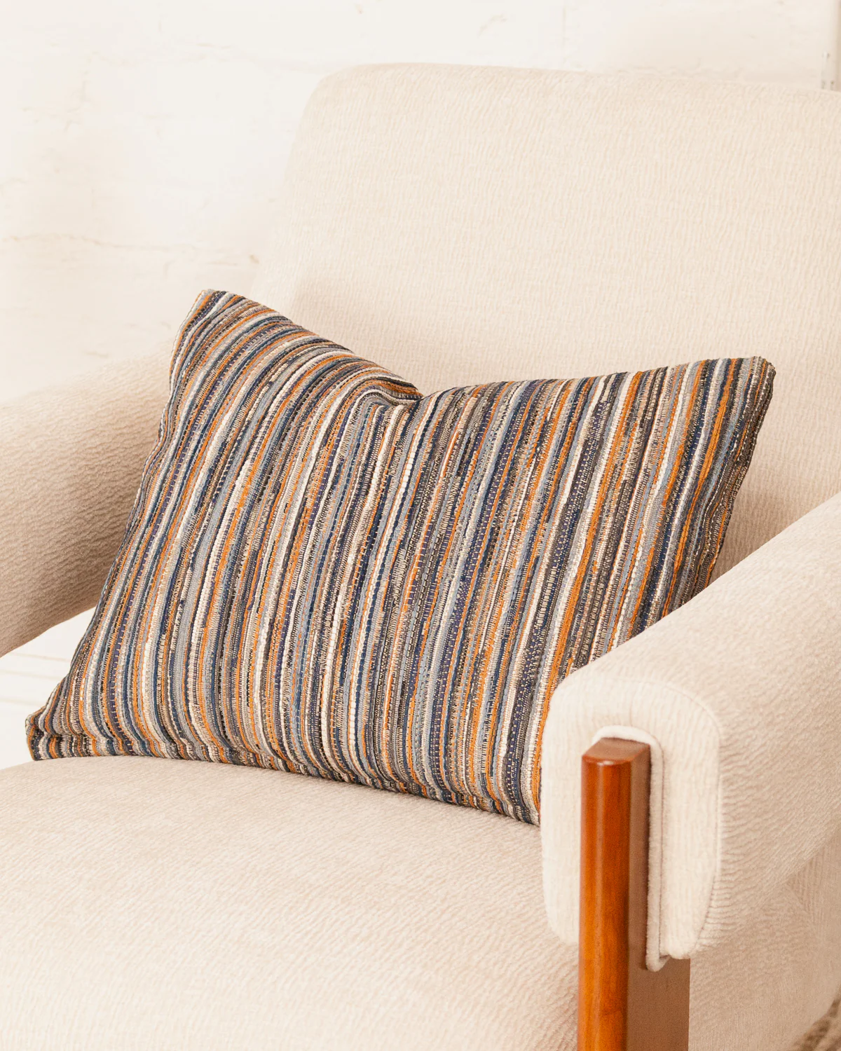 Rectangular Blue Striped Pillow - Image 2