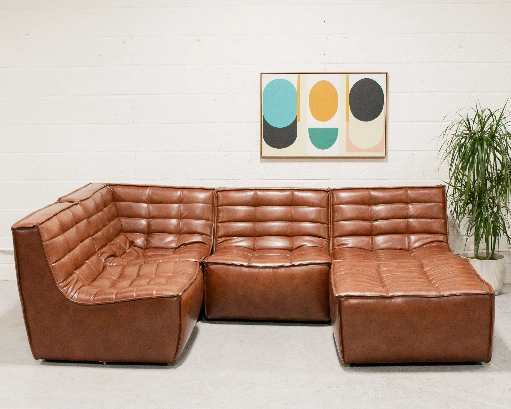 Recycled Leather 4 Piece and Ottoman Juno Sofa - Image 3