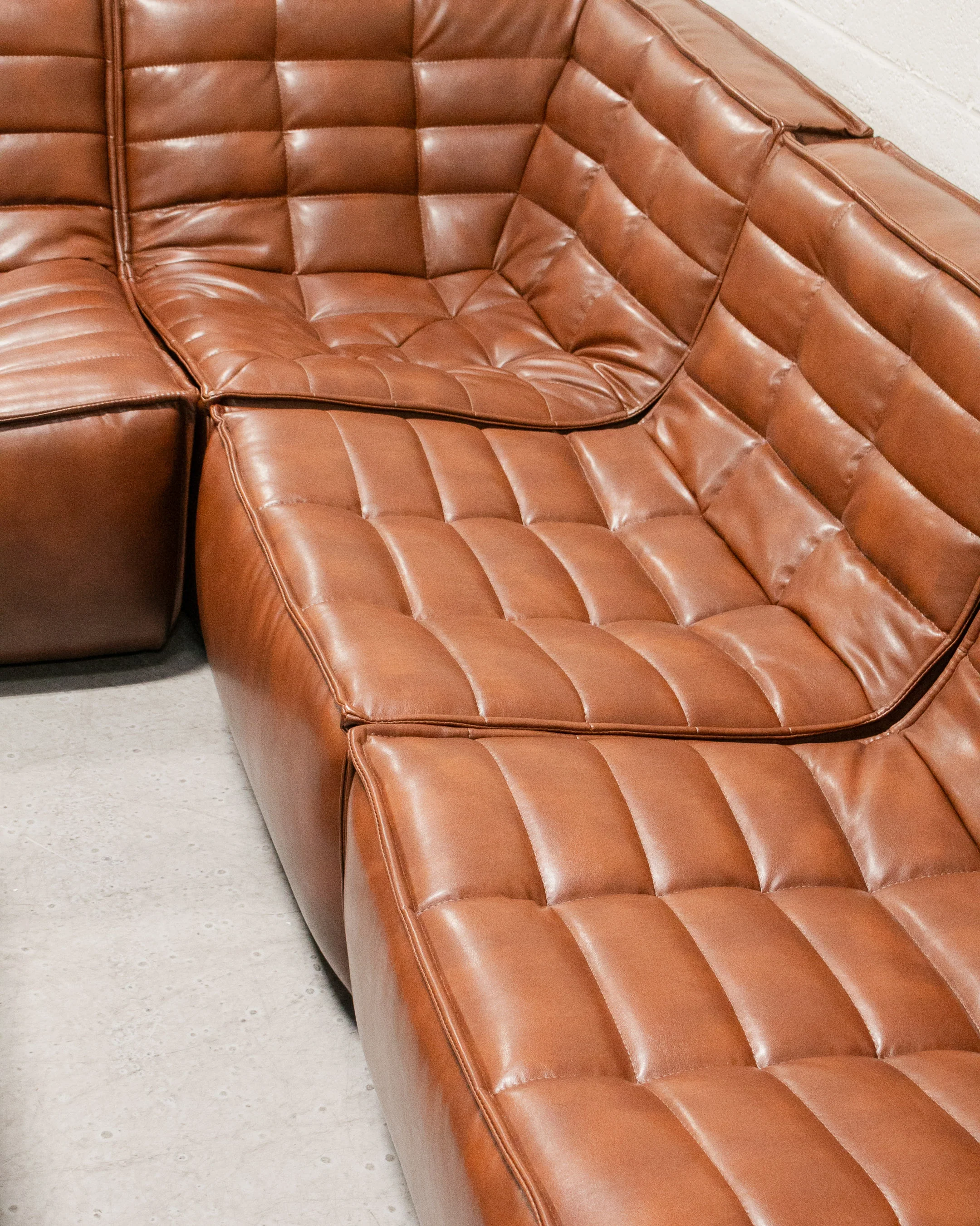 Recycled Leather 4 Piece and Ottoman Juno Sofa - Image 6