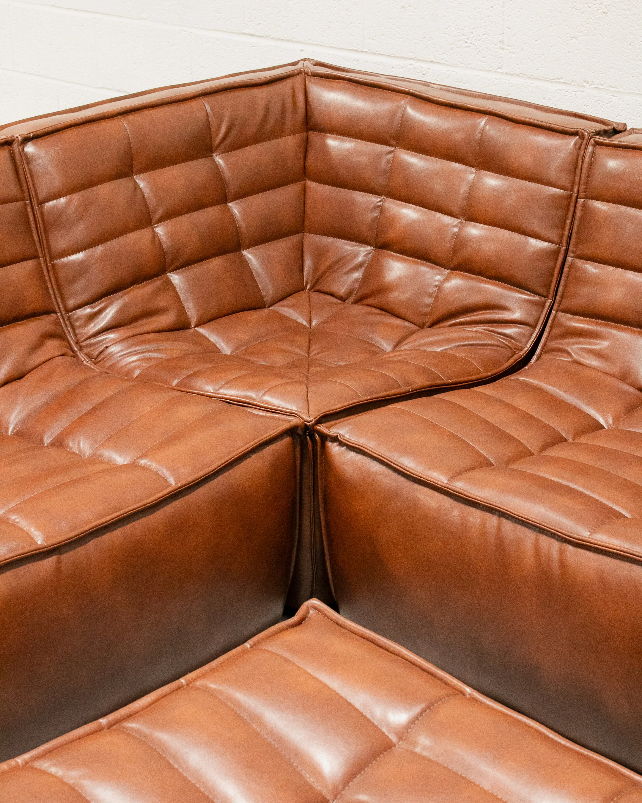 Recycled Leather 4 Piece and Ottoman Juno Sofa - Image 9