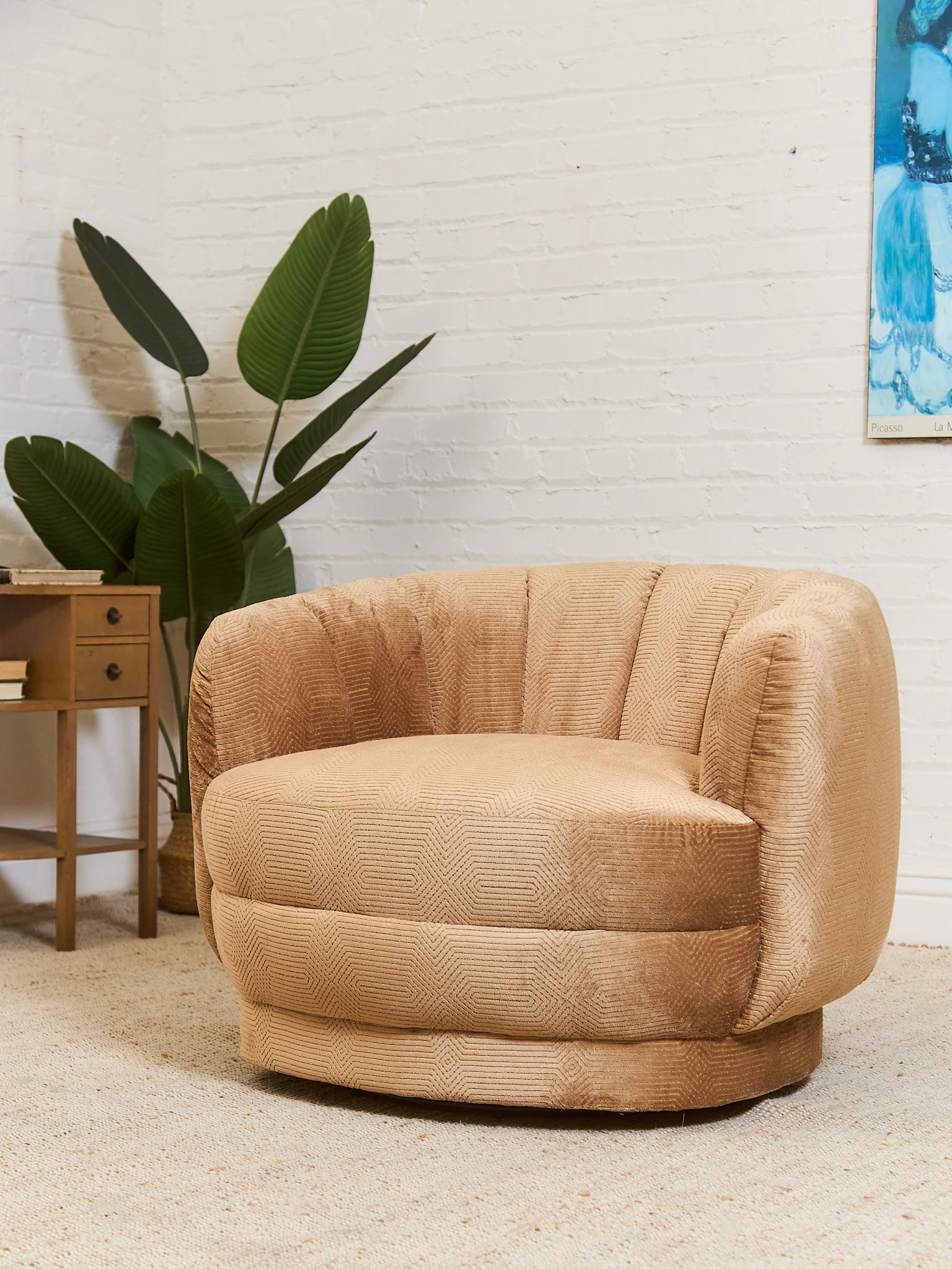 Rowan Swivel Chair in Maya Caramel Fabric - Image 3