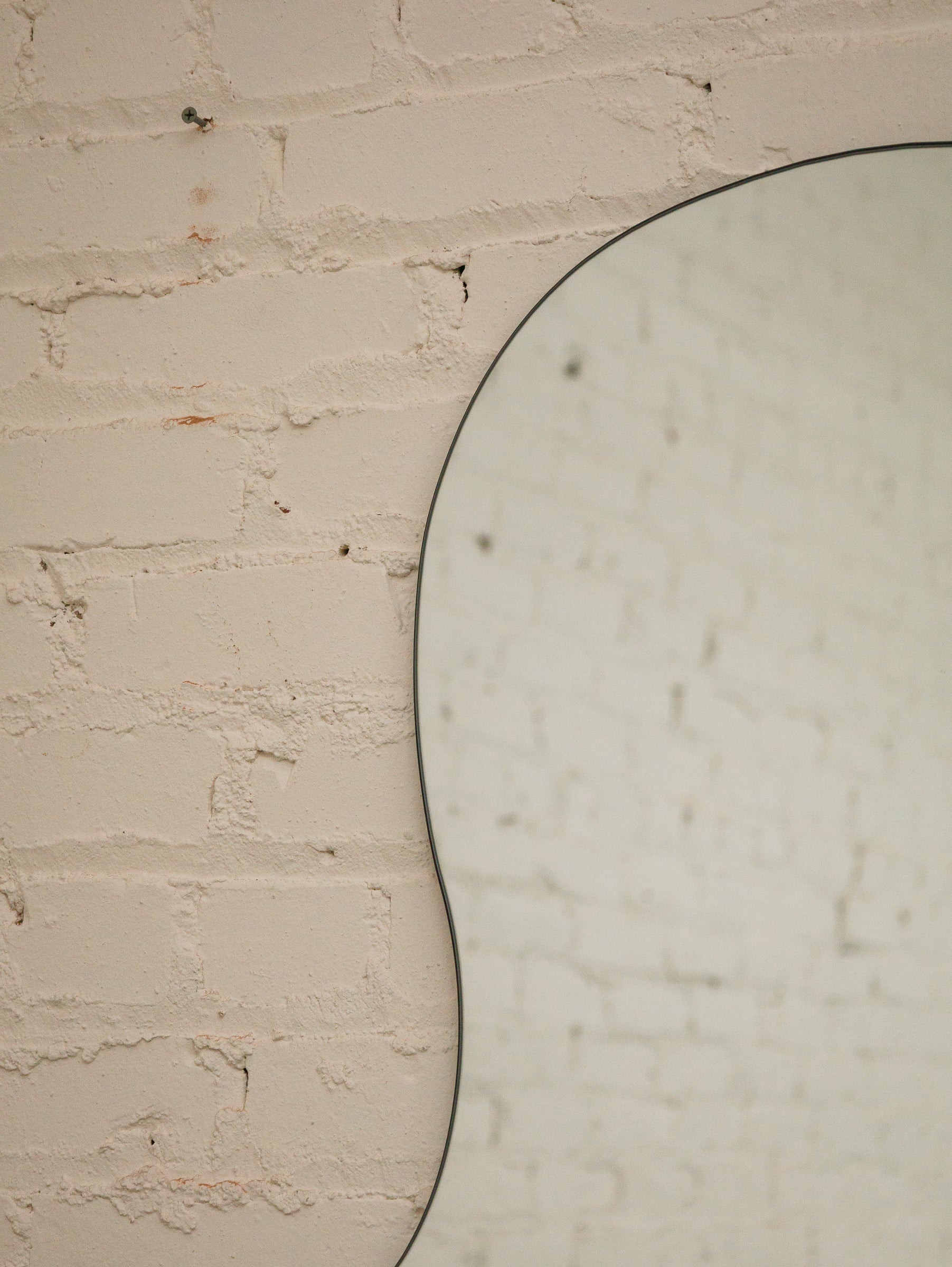 Huge Amoebic black shape mirror sleek black frame - Image 3
