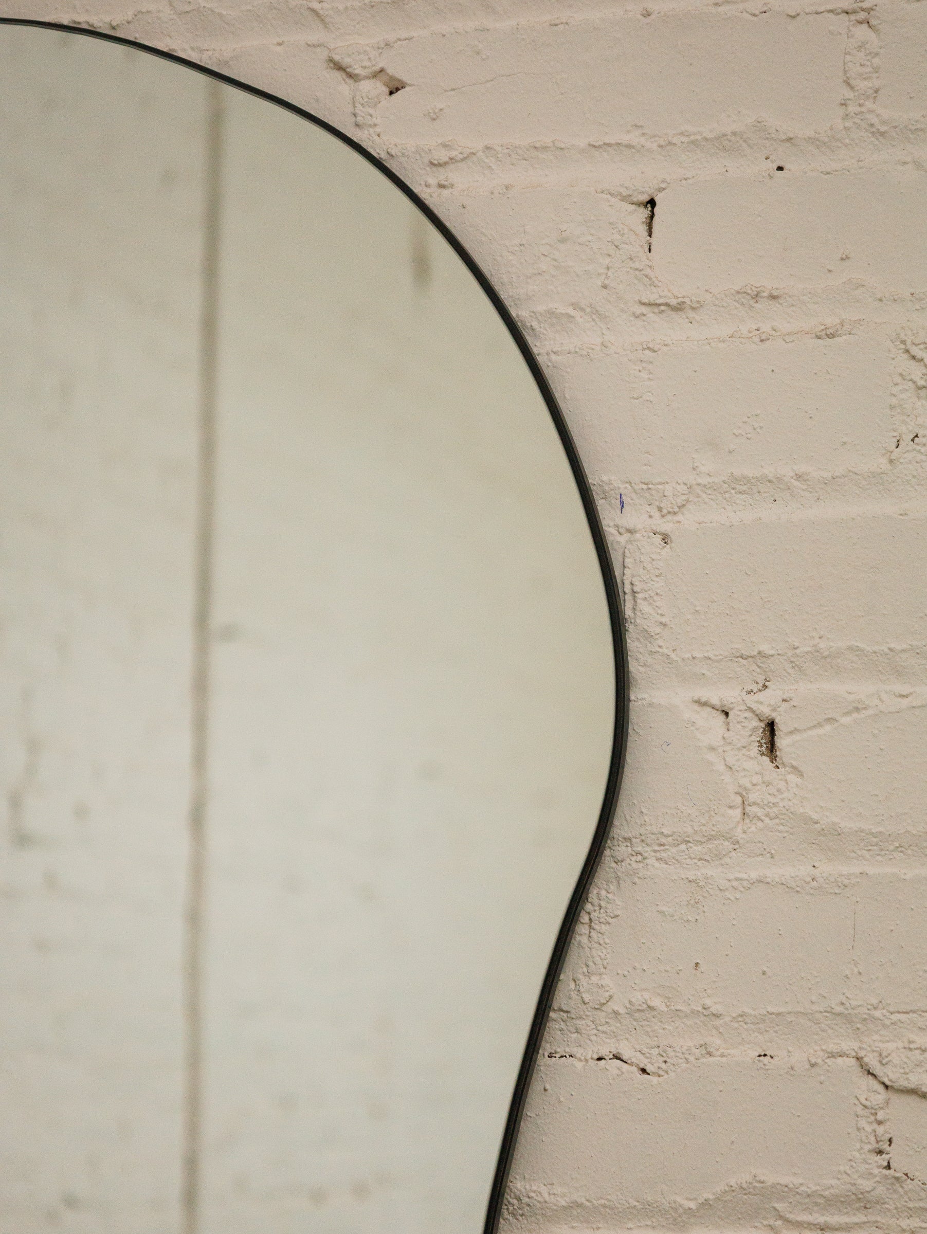 Huge Amoebic black shape mirror sleek black frame - Image 4