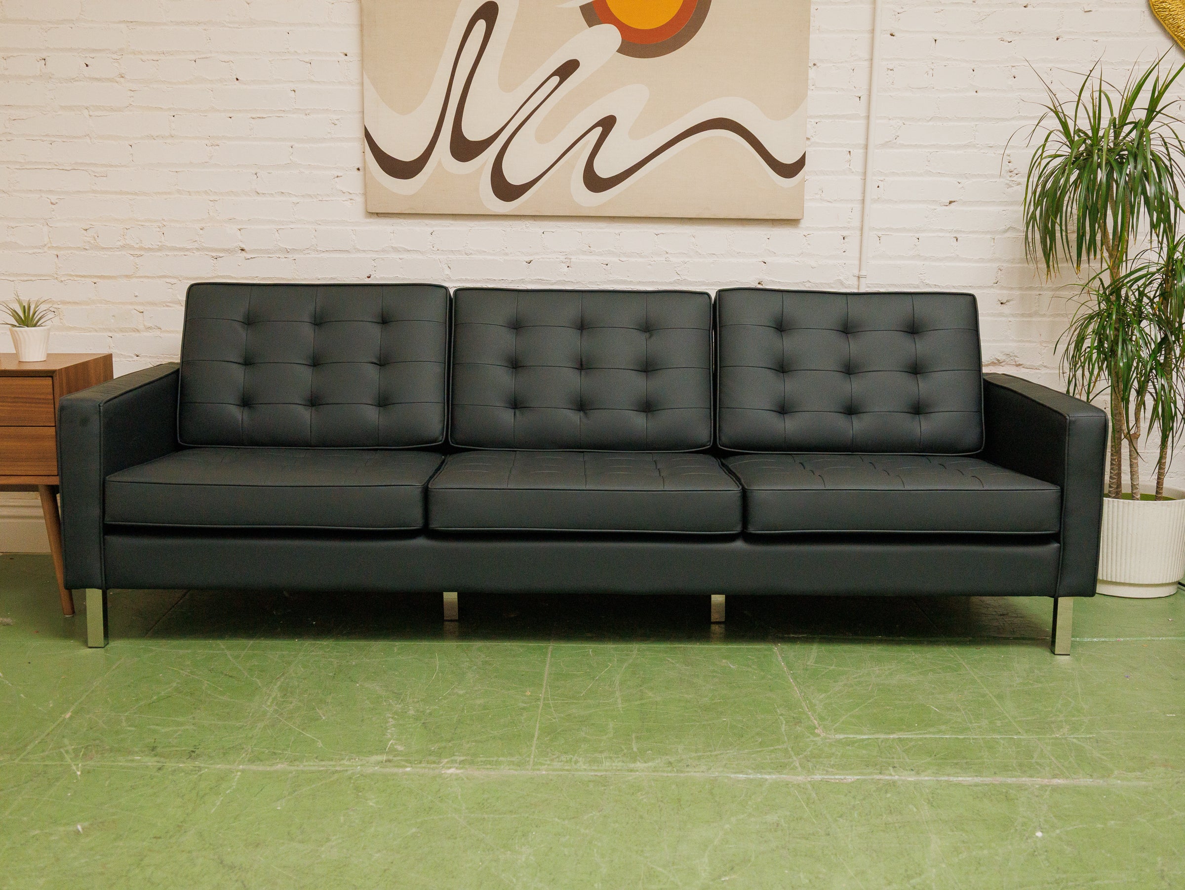 Sleek Executive Sofa in Black Faux Leather