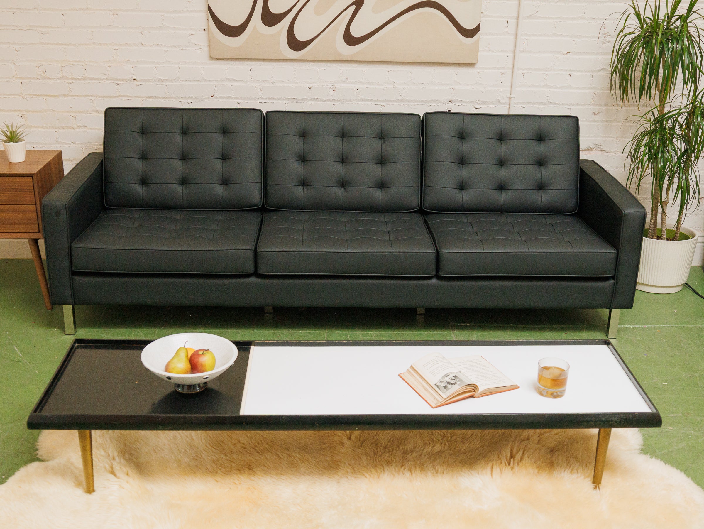 Sleek Executive Sofa in Black Faux Leather - Image 15
