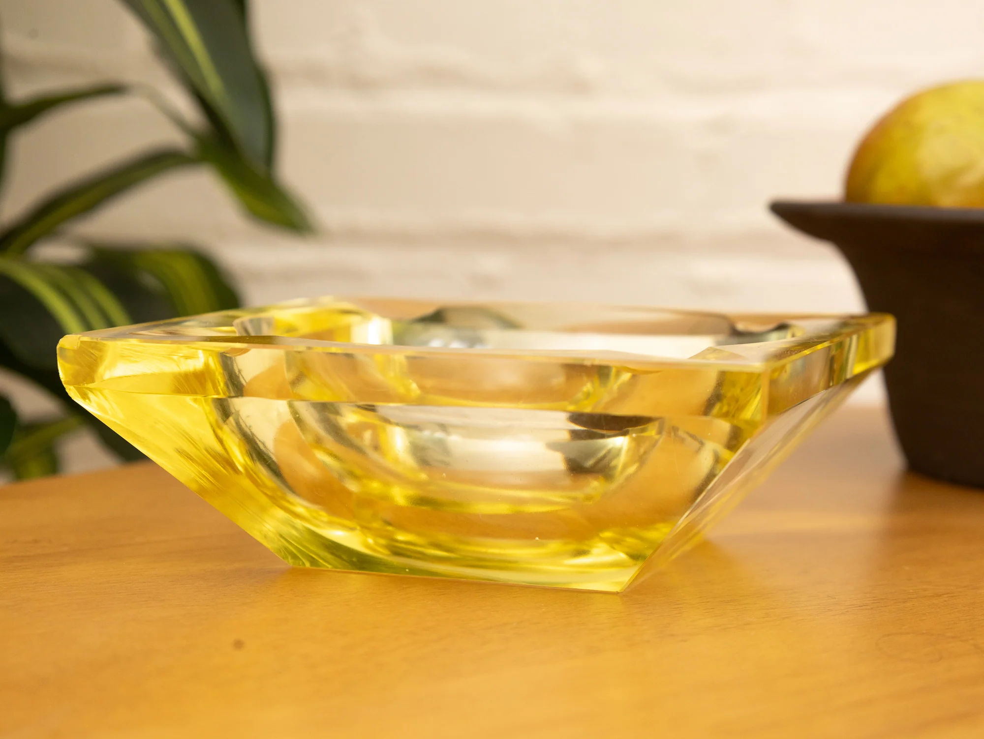 Yellow Murano Mid Century Ashtray Catchall - Image 2