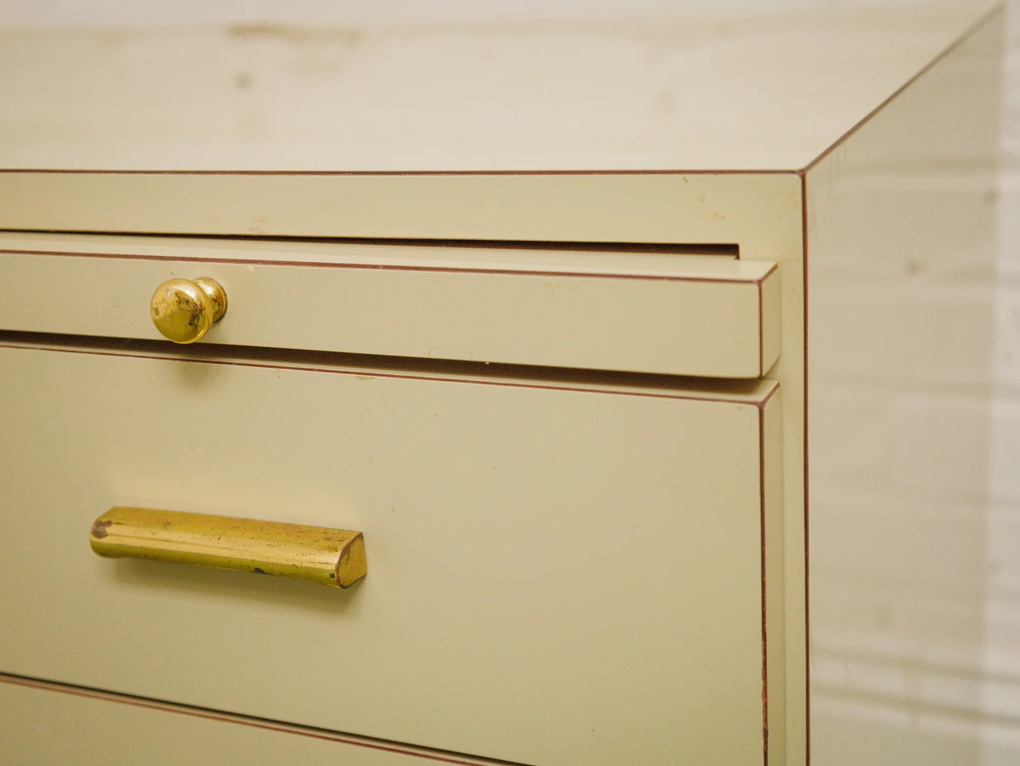 Post Modern Cream And Gold Lowboy Chest - Image 12