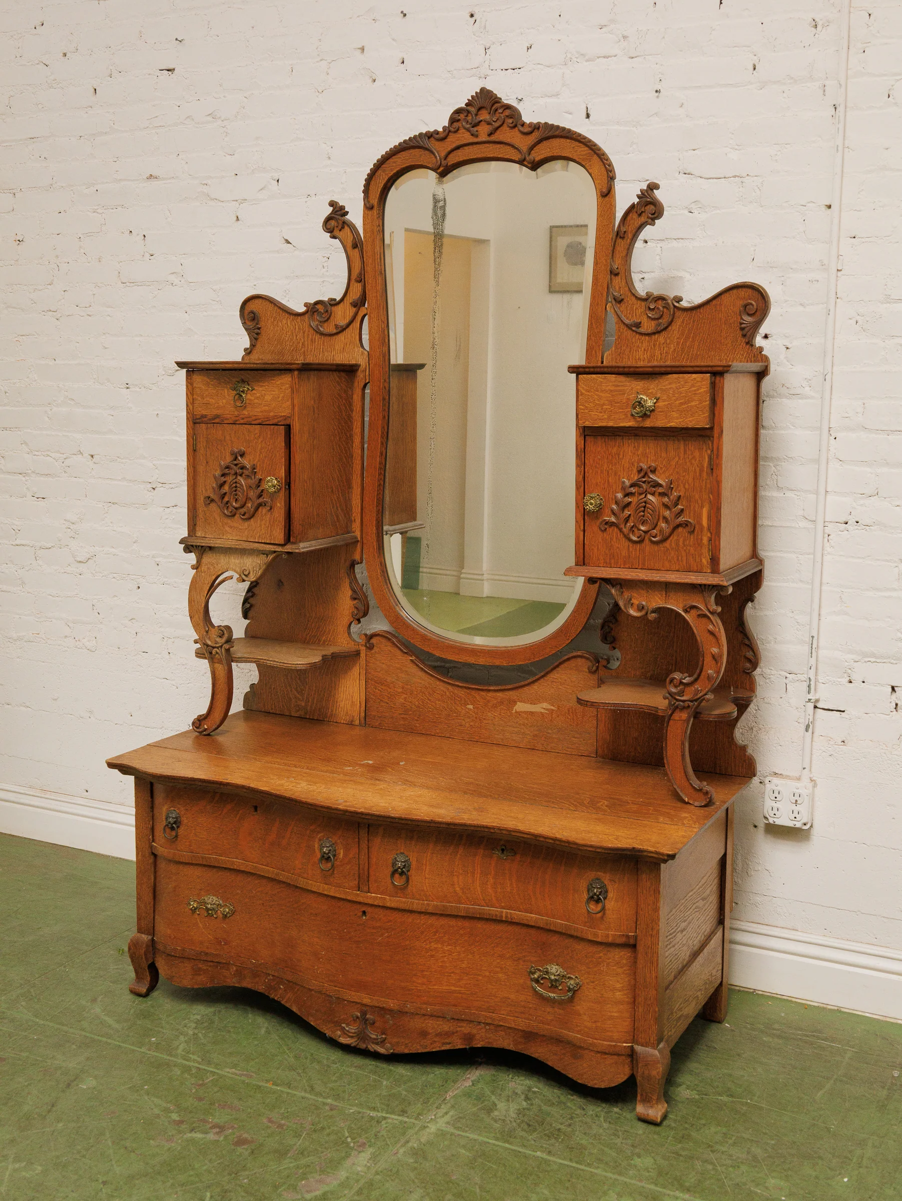 Tiger Oak French Antique Victorian Dresser - Image 2