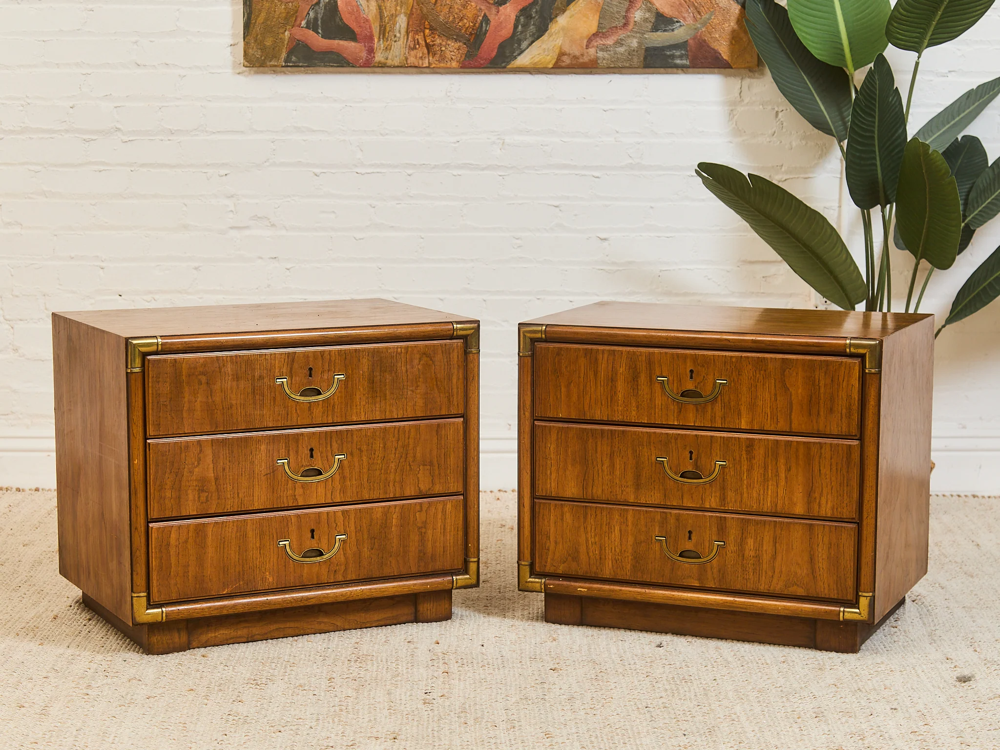 Vintage Pair of Campaign Nightstands