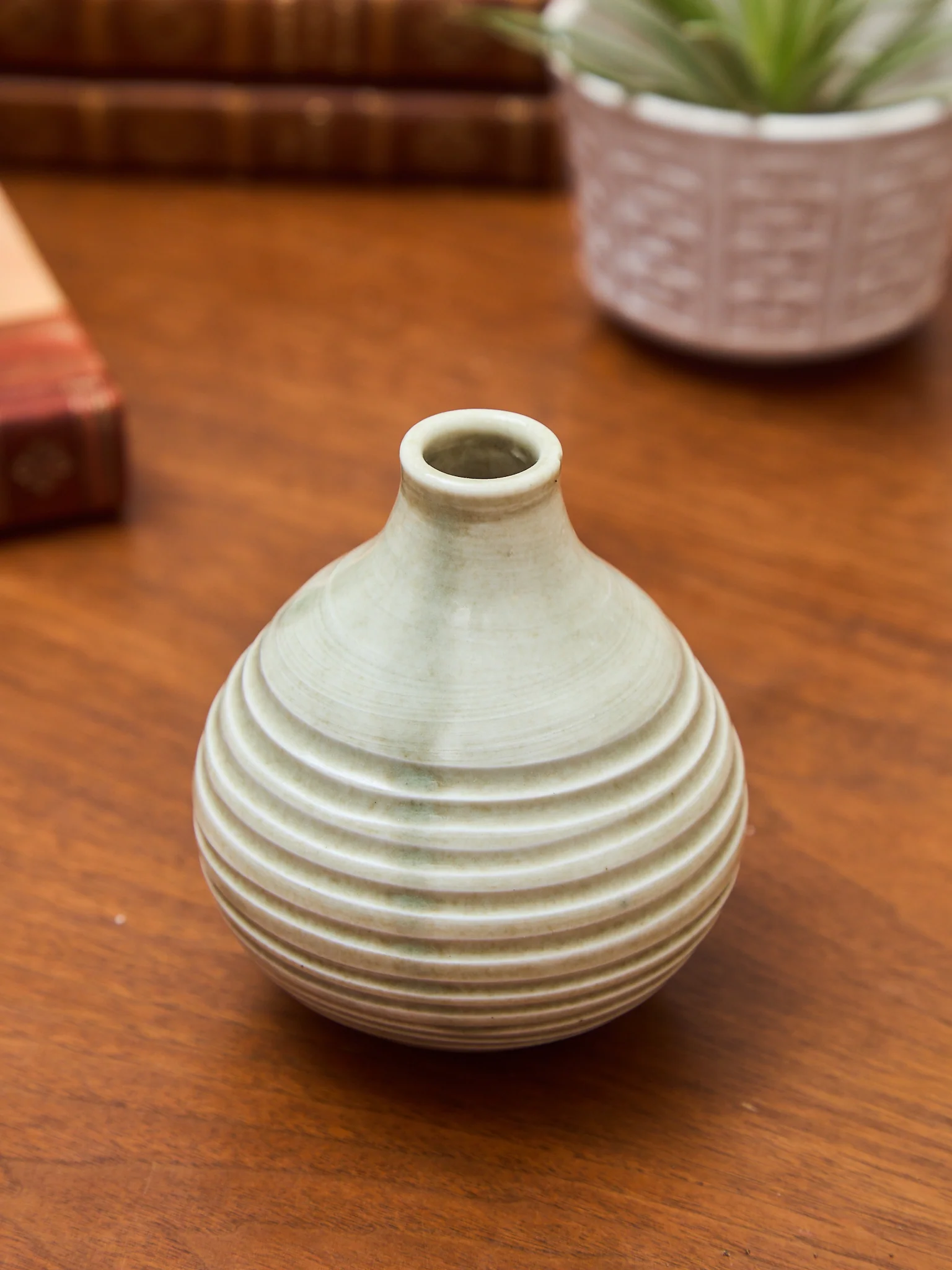 Small Signed Studio Pottery with Concentric Circles - Image 2