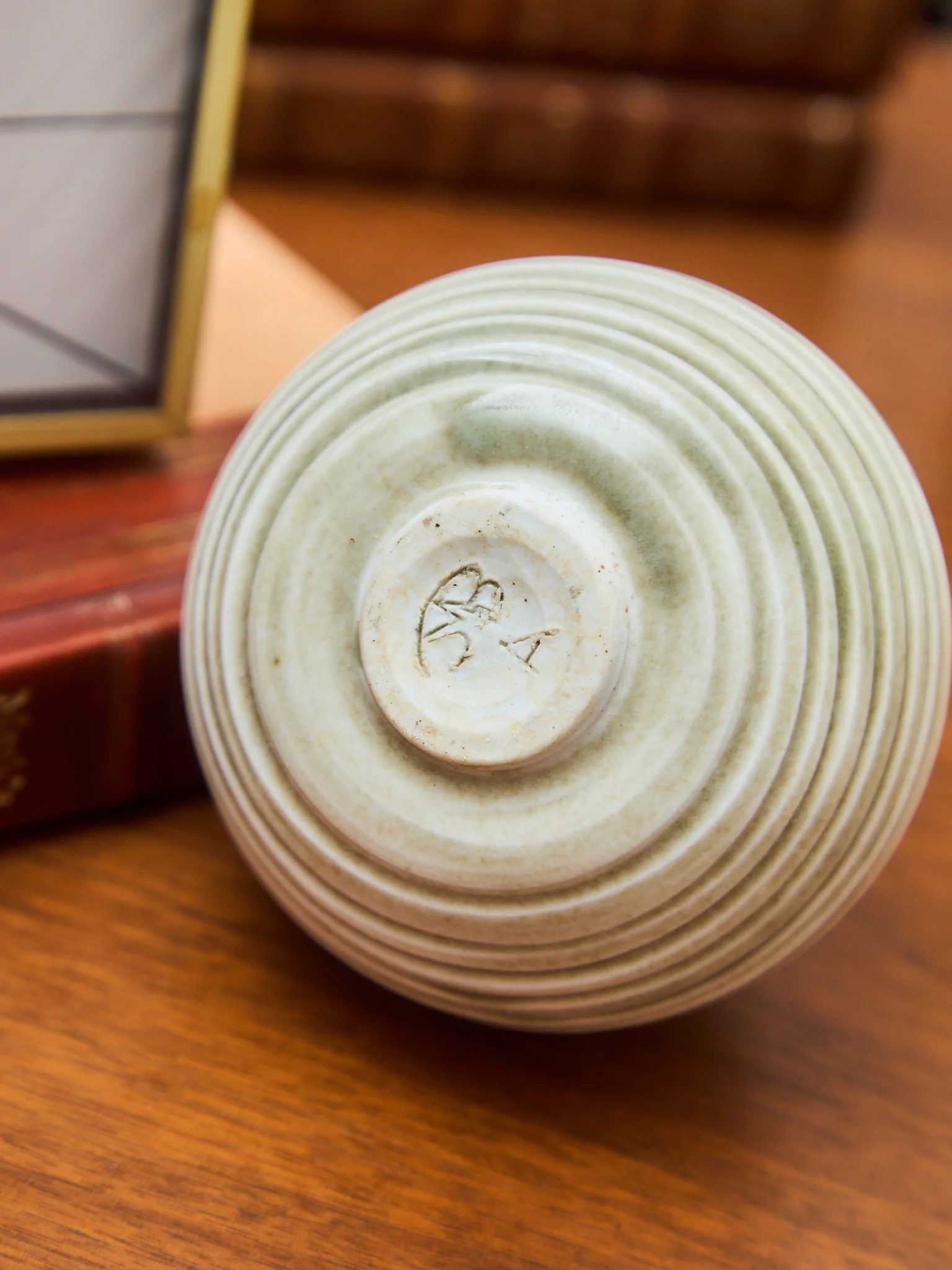 Small Signed Studio Pottery with Concentric Circles - Image 3
